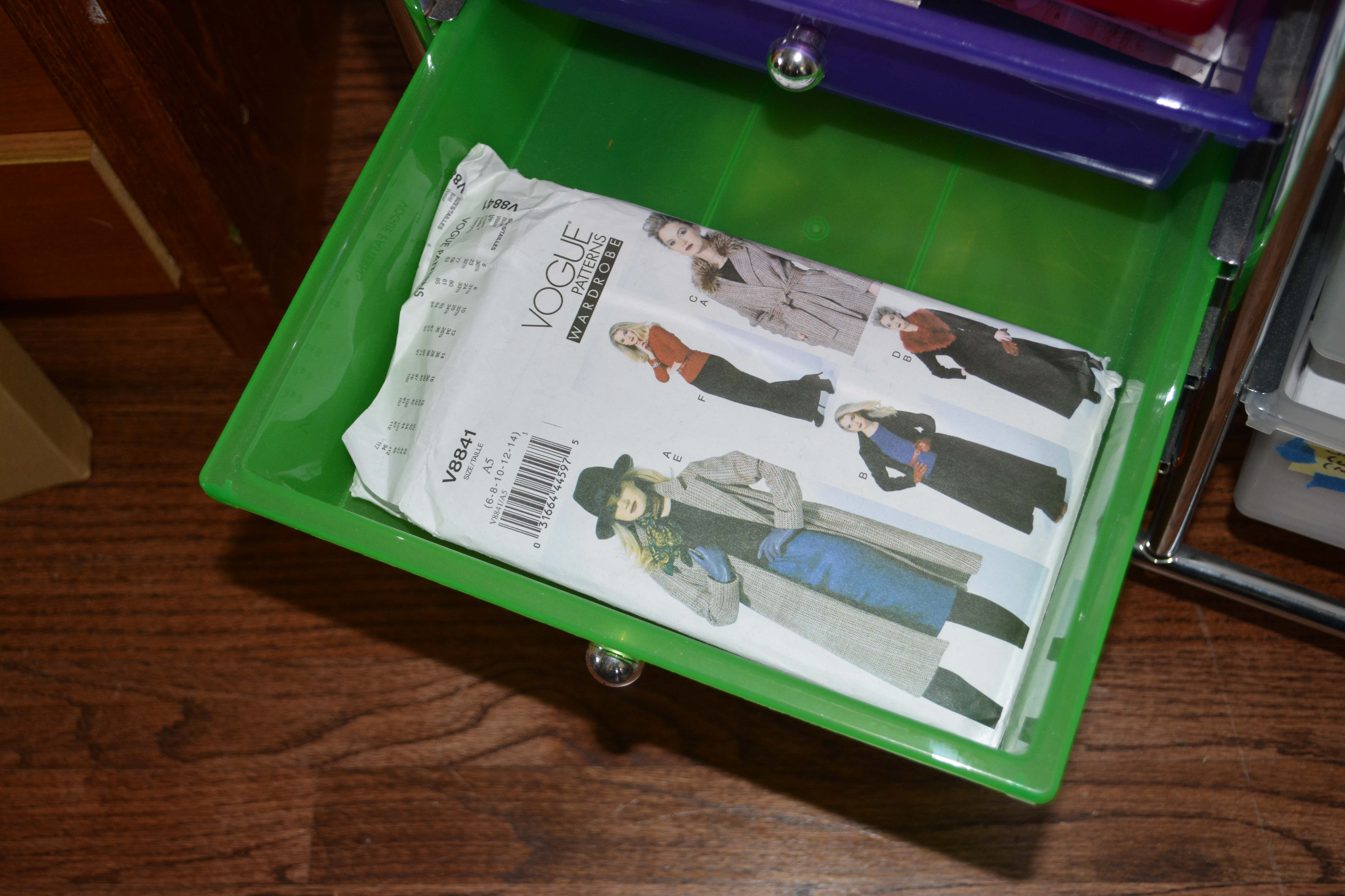 Rolling Storage Cart with Dress Patterns