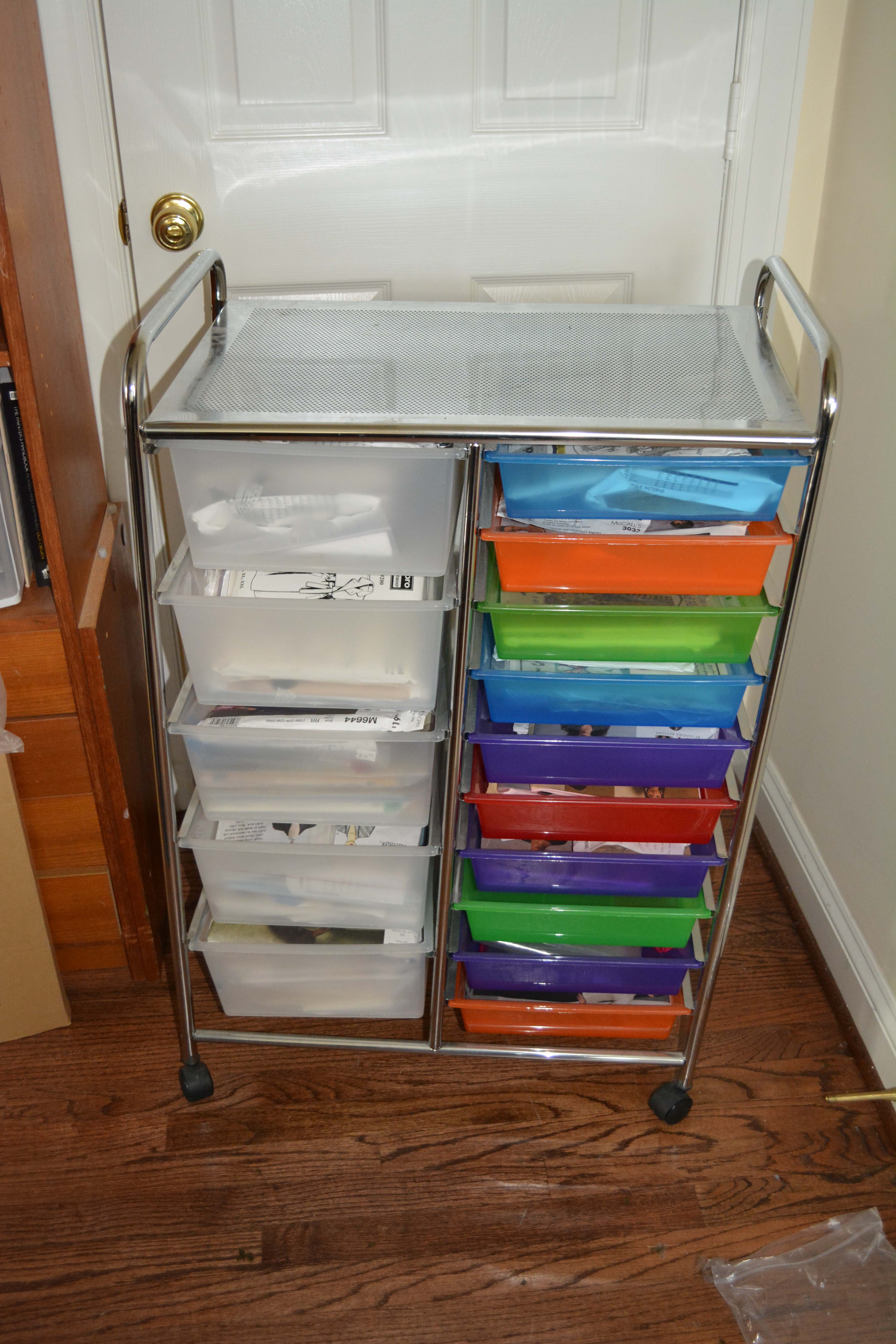 Rolling Storage Cart with Dress Patterns