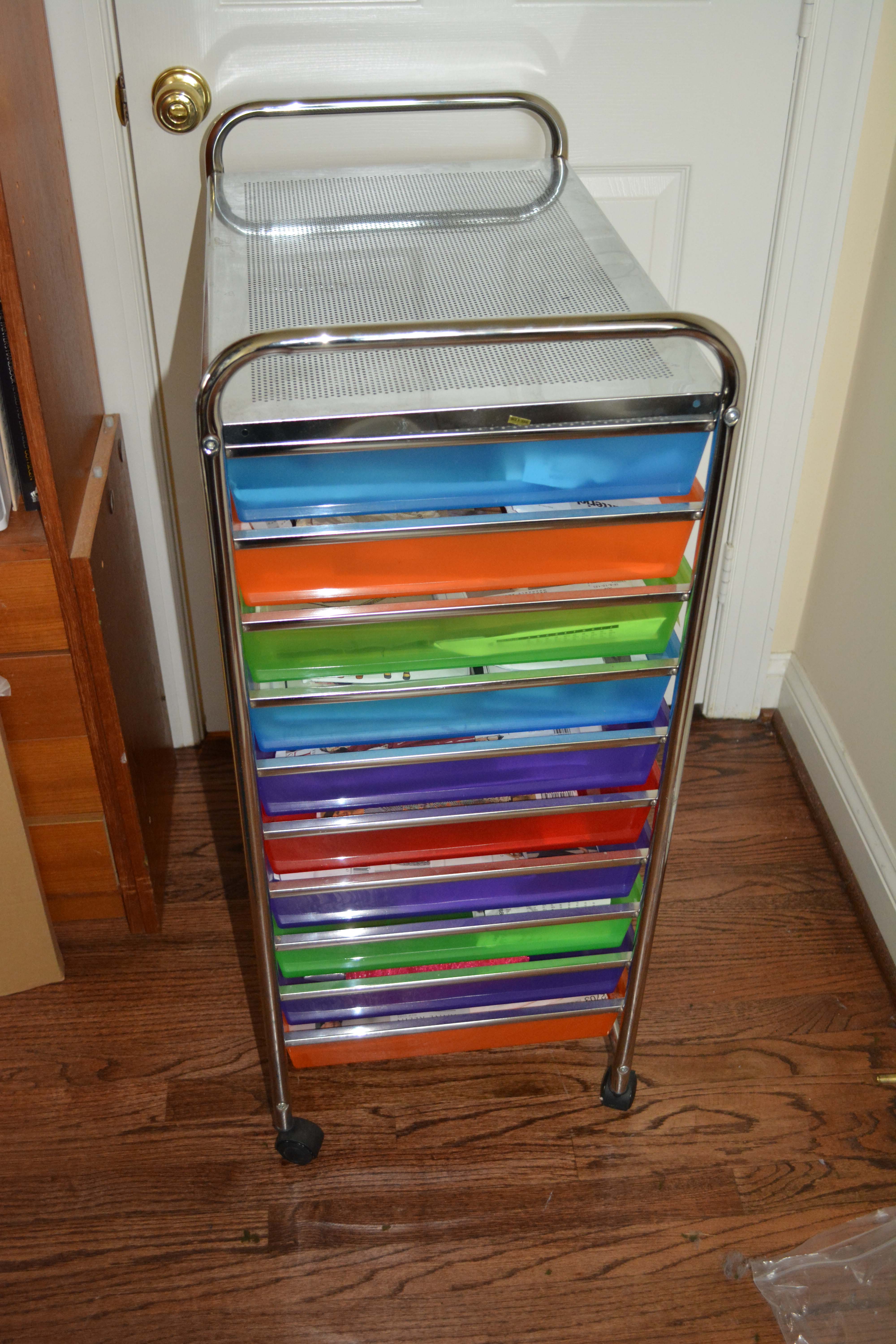 Rolling Storage Cart with Dress Patterns