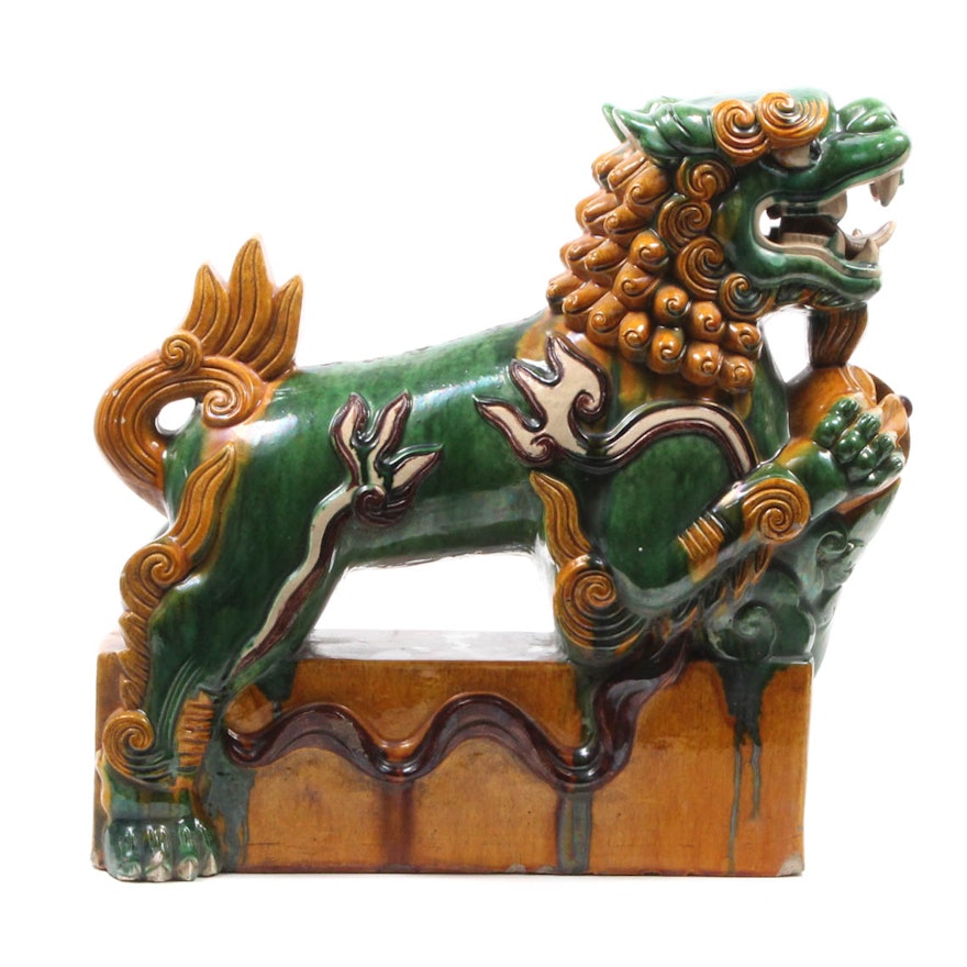 Chinese Lion Ceramic Roof Tile