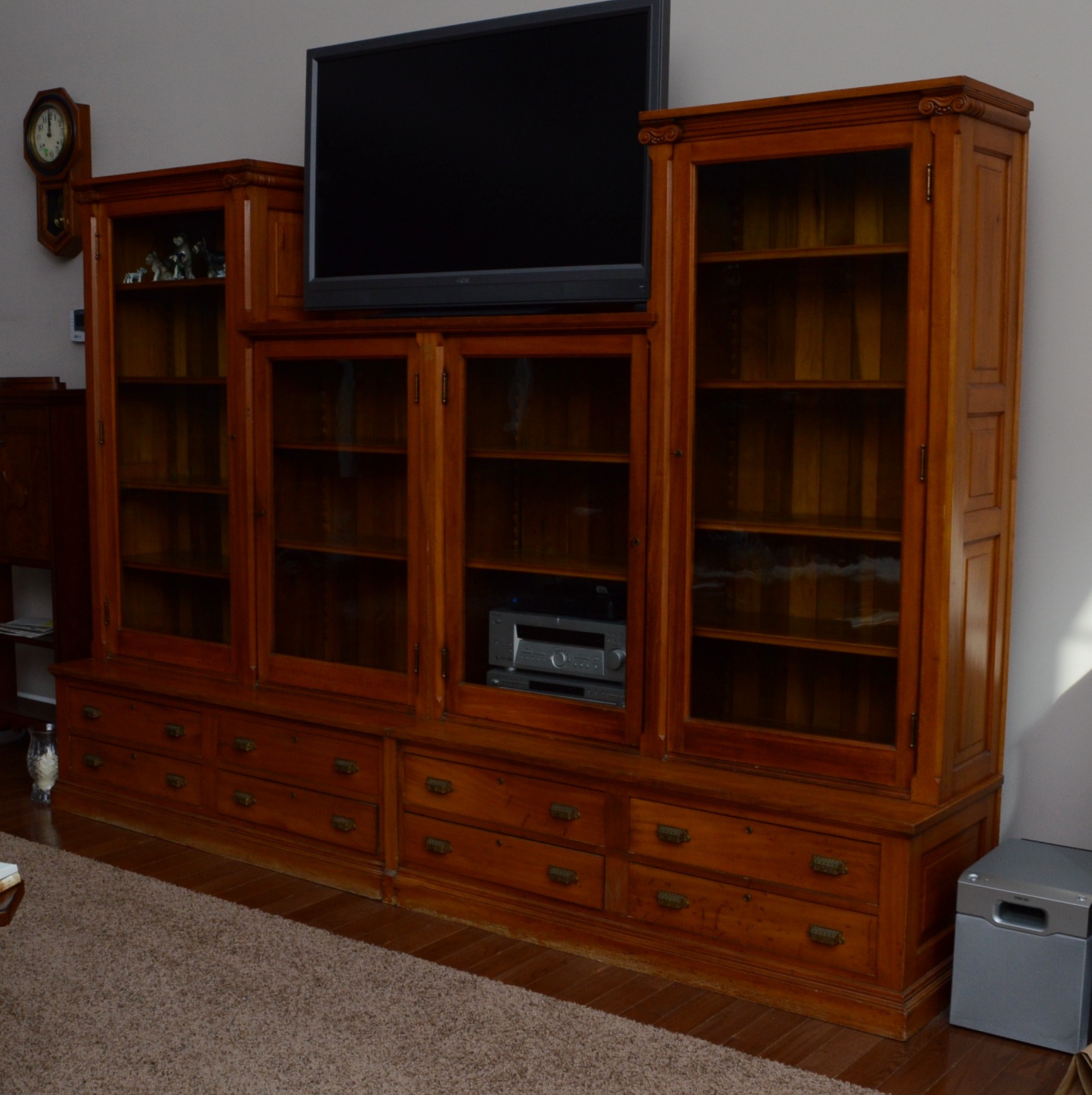 Antique Sycamore Wood Wall Unit