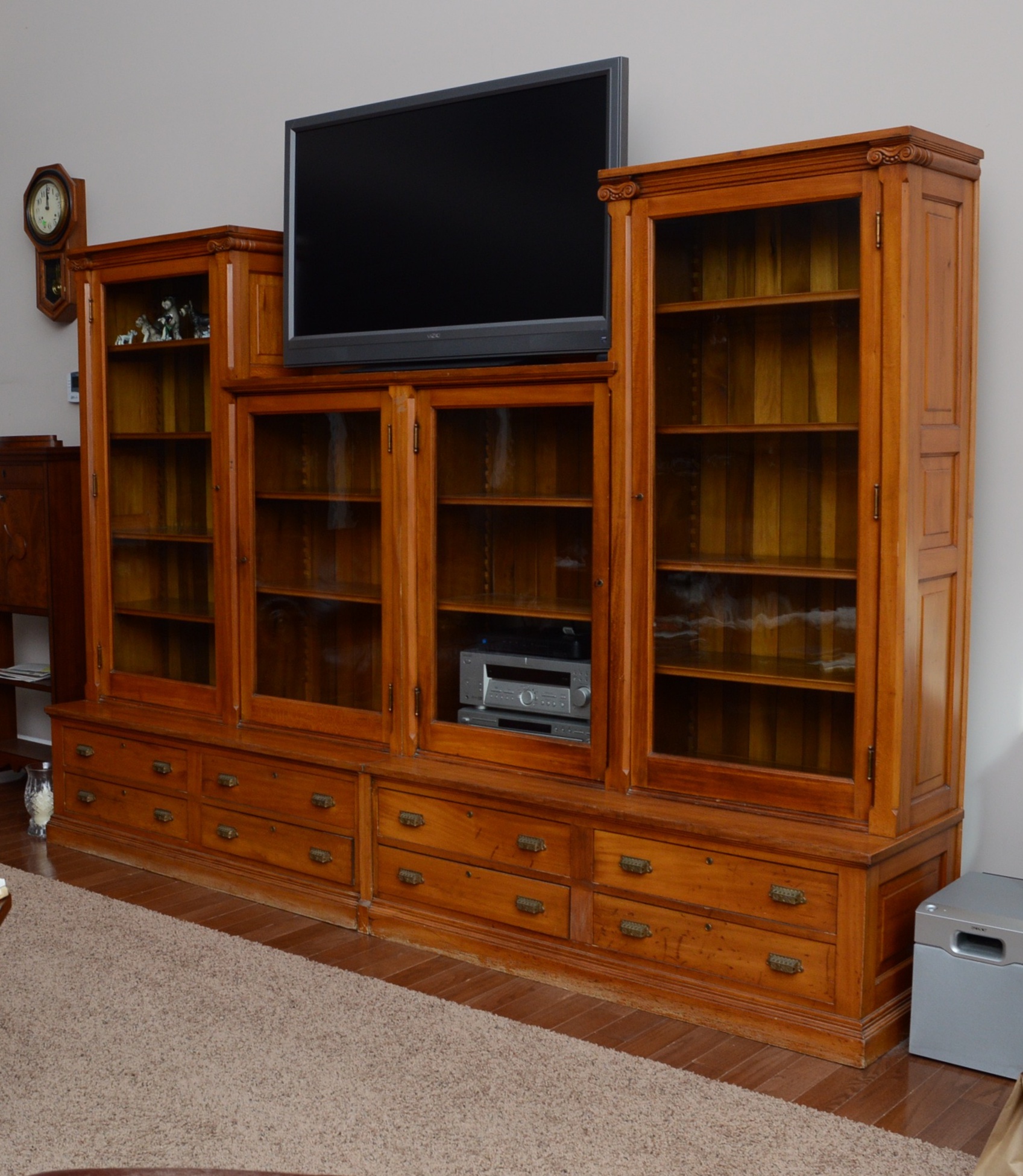 Antique Sycamore Wood Wall Unit