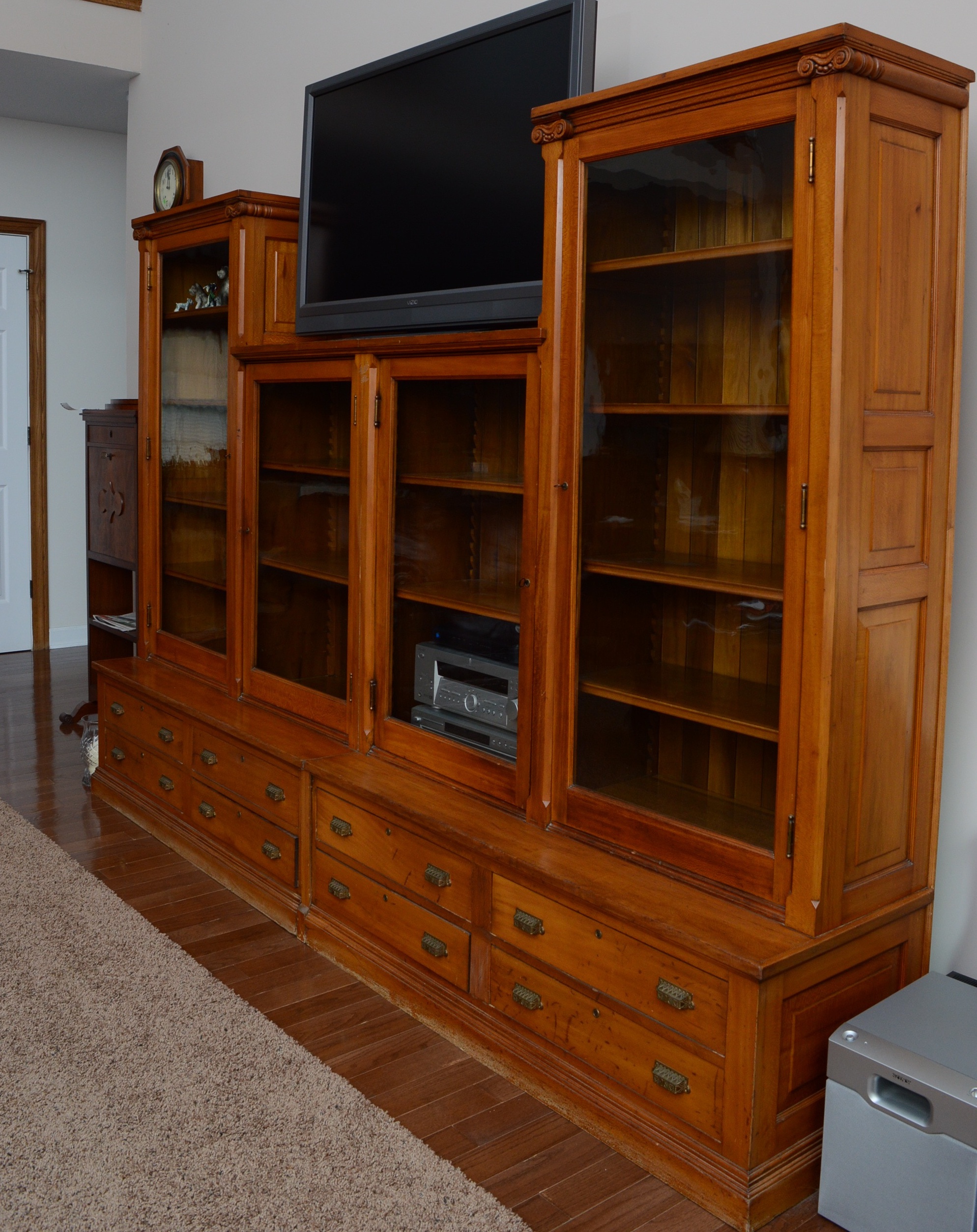 Antique Sycamore Wood Wall Unit