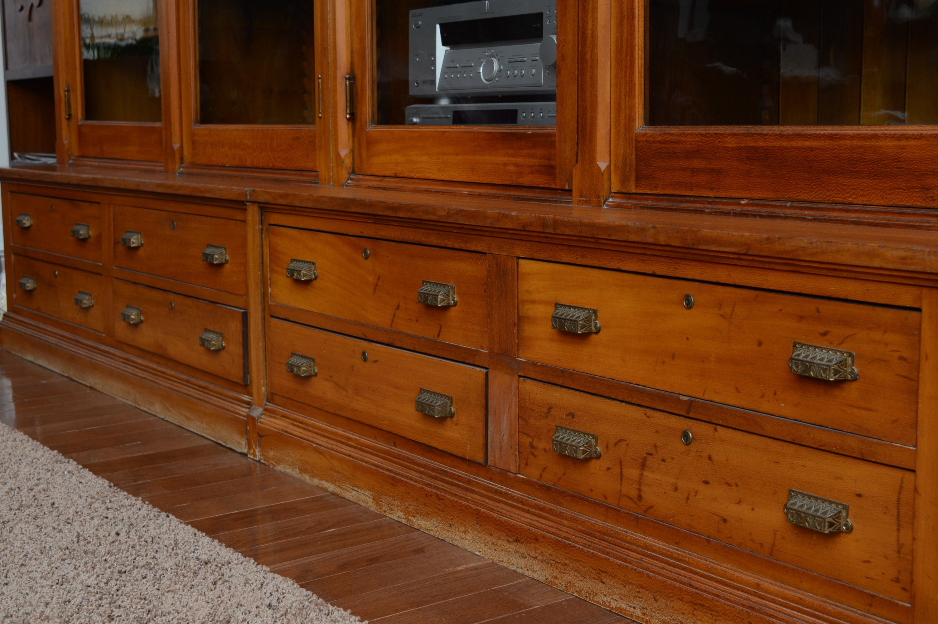Antique Sycamore Wood Wall Unit