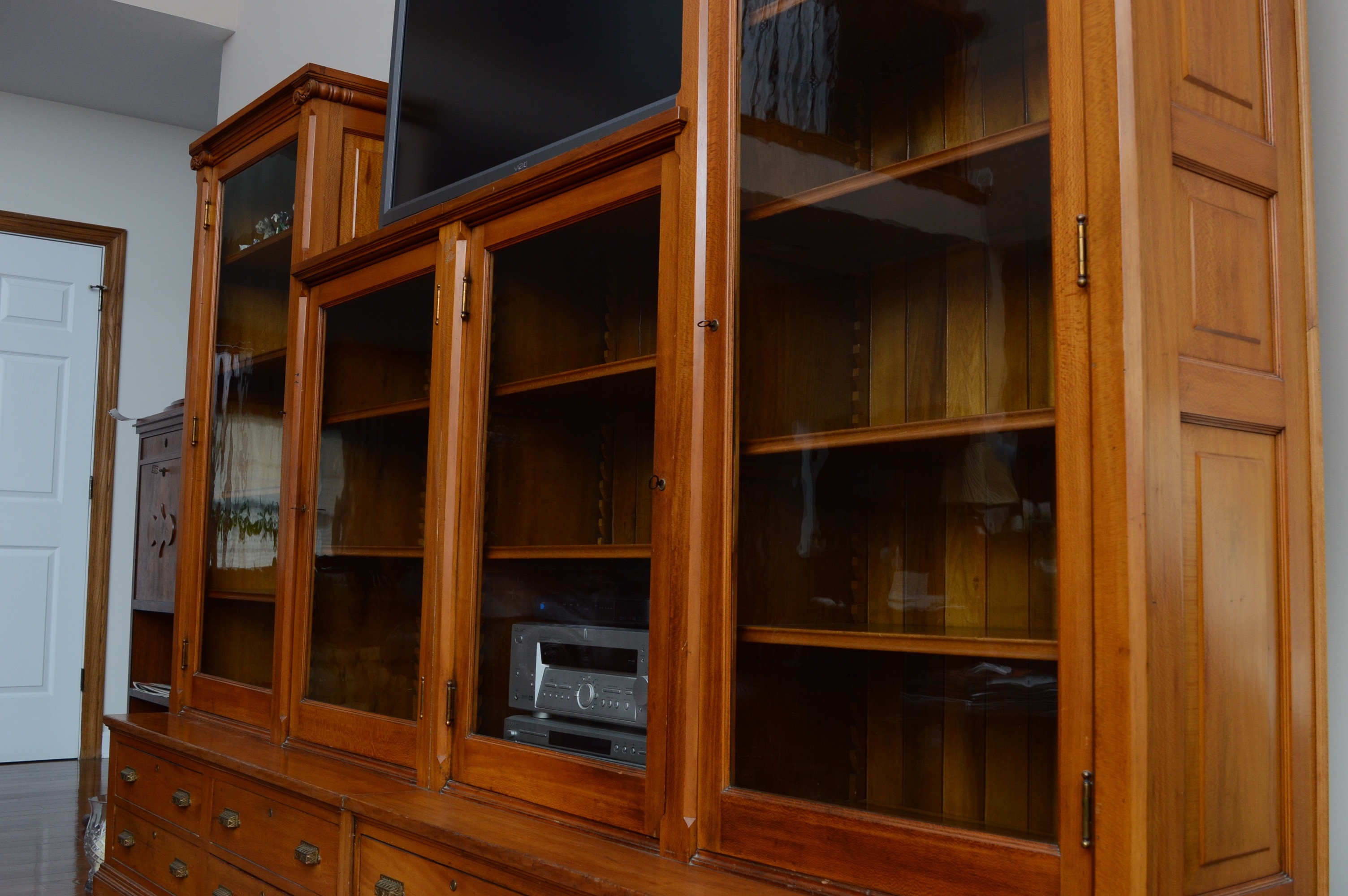 Antique Sycamore Wood Wall Unit