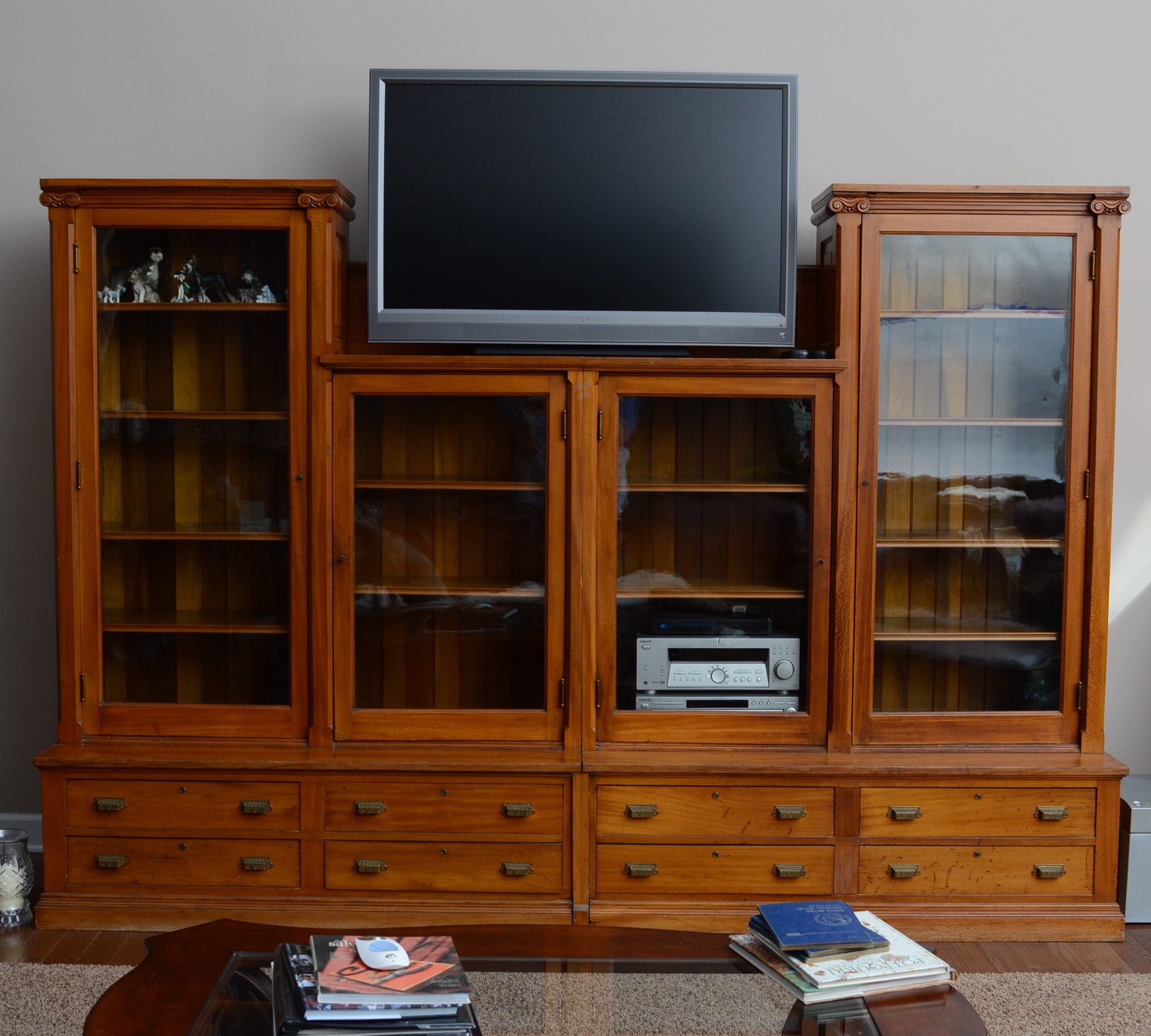 Antique Sycamore Wood Wall Unit