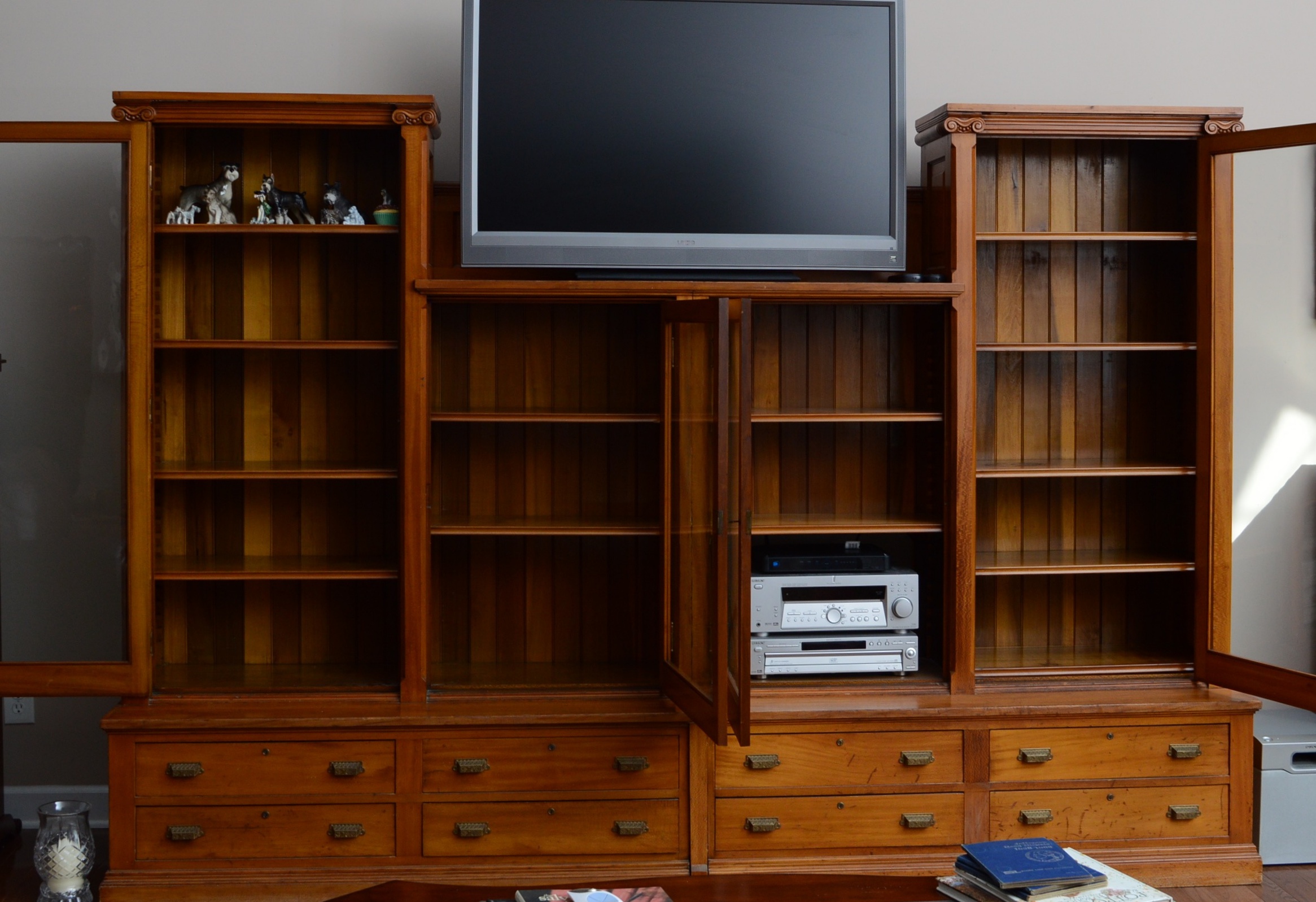 Antique Sycamore Wood Wall Unit