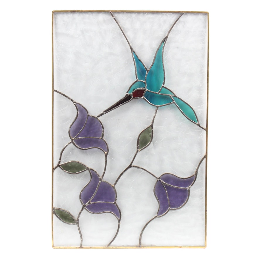 Stained Glass Panel with Hummingbird