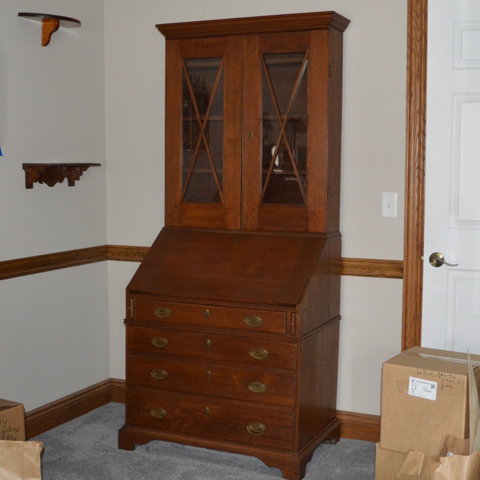Antique Federal Style Walnut Secretary Desk