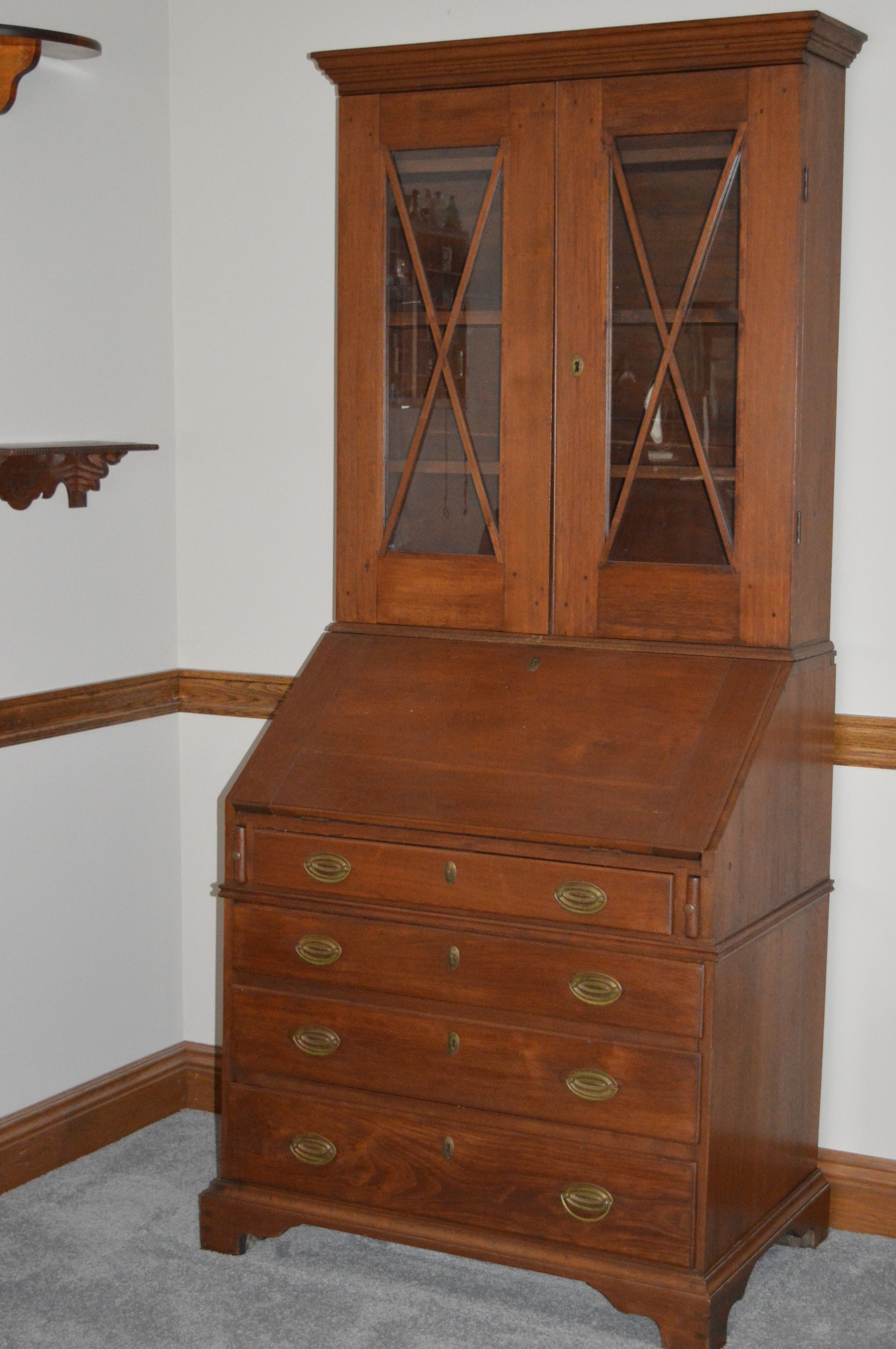 Antique Federal Style Walnut Secretary Desk