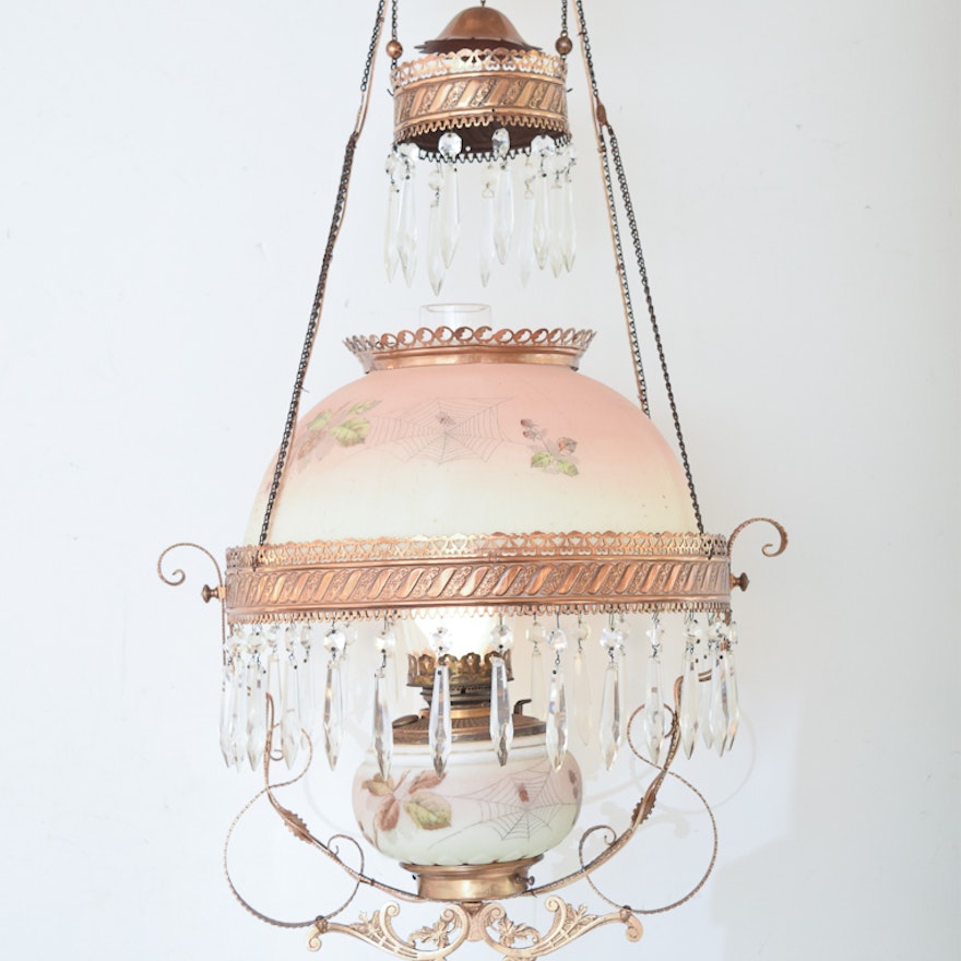 Antique Converted Oil Lamp Chandelier