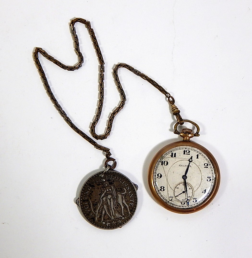 Vintage Hallmark Pocket Watch with Coin Fob and Chain