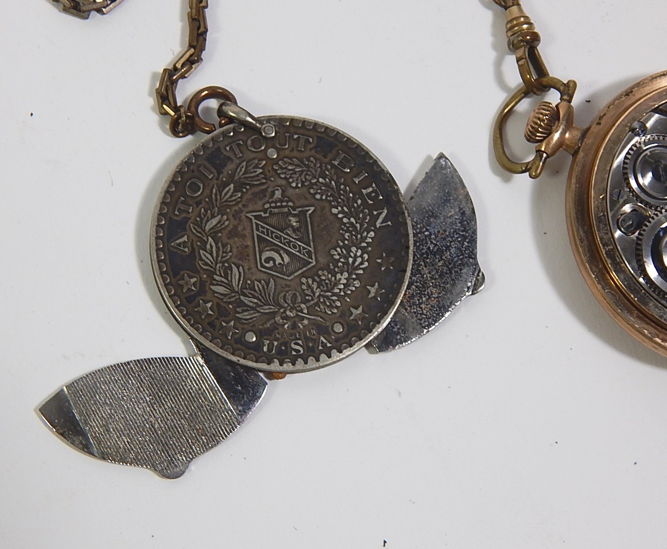 Vintage Hallmark Pocket Watch with Coin Fob and Chain