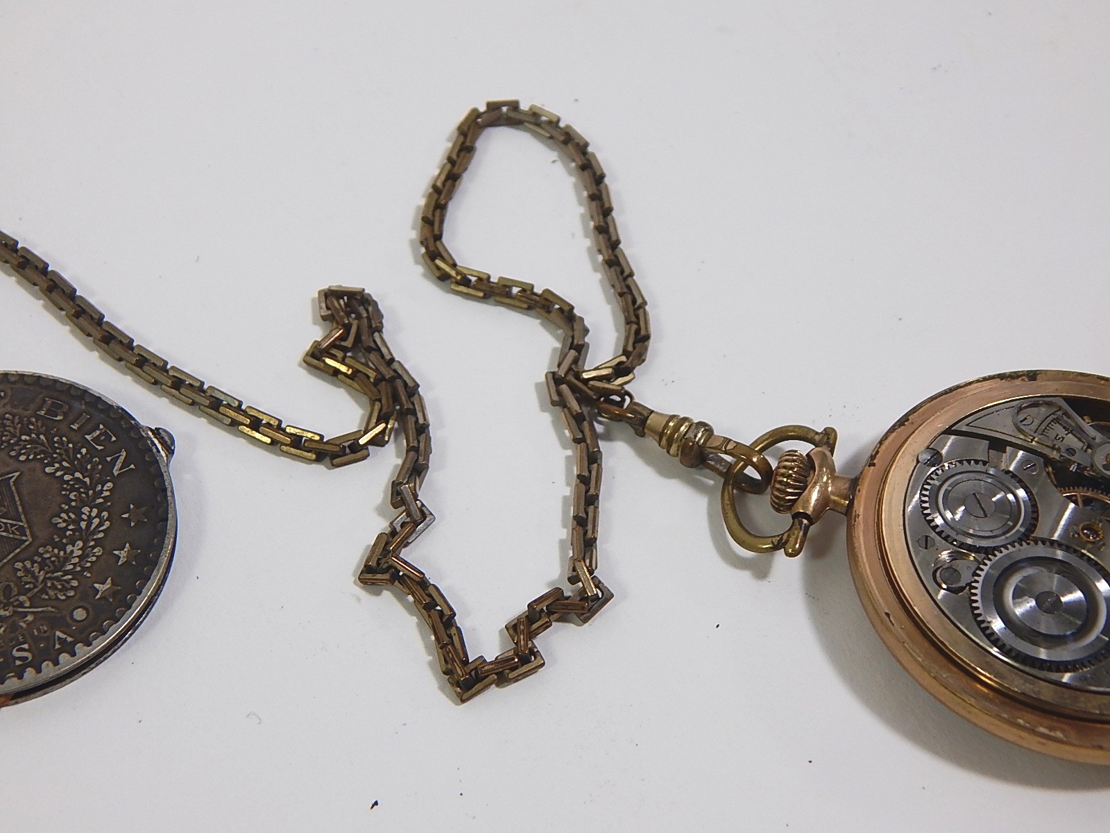 Vintage Hallmark Pocket Watch with Coin Fob and Chain