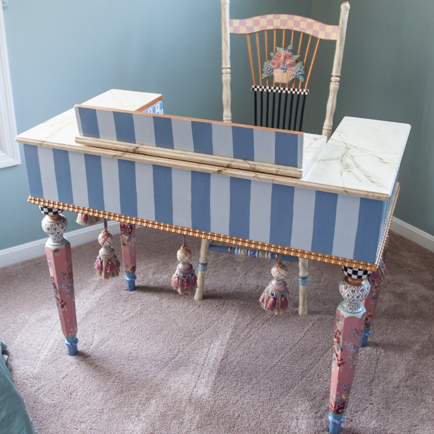 Hand Painted Mackenzie-Childs Style Desk and Chair
