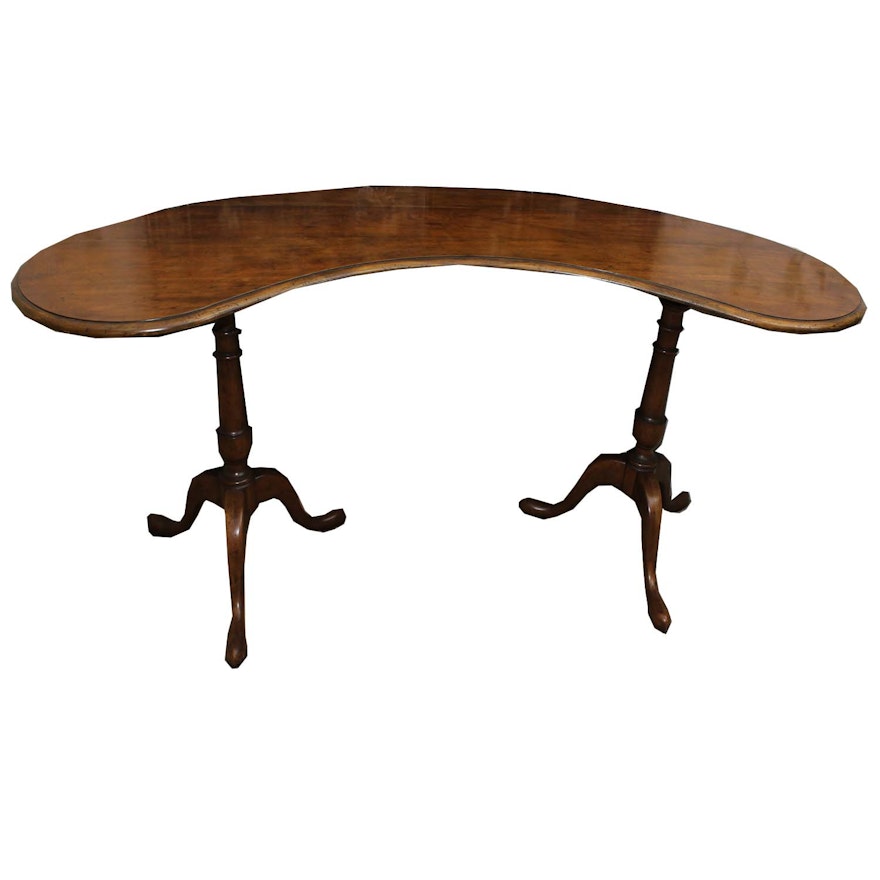 Curved Walnut Wooden Sofa Console Table