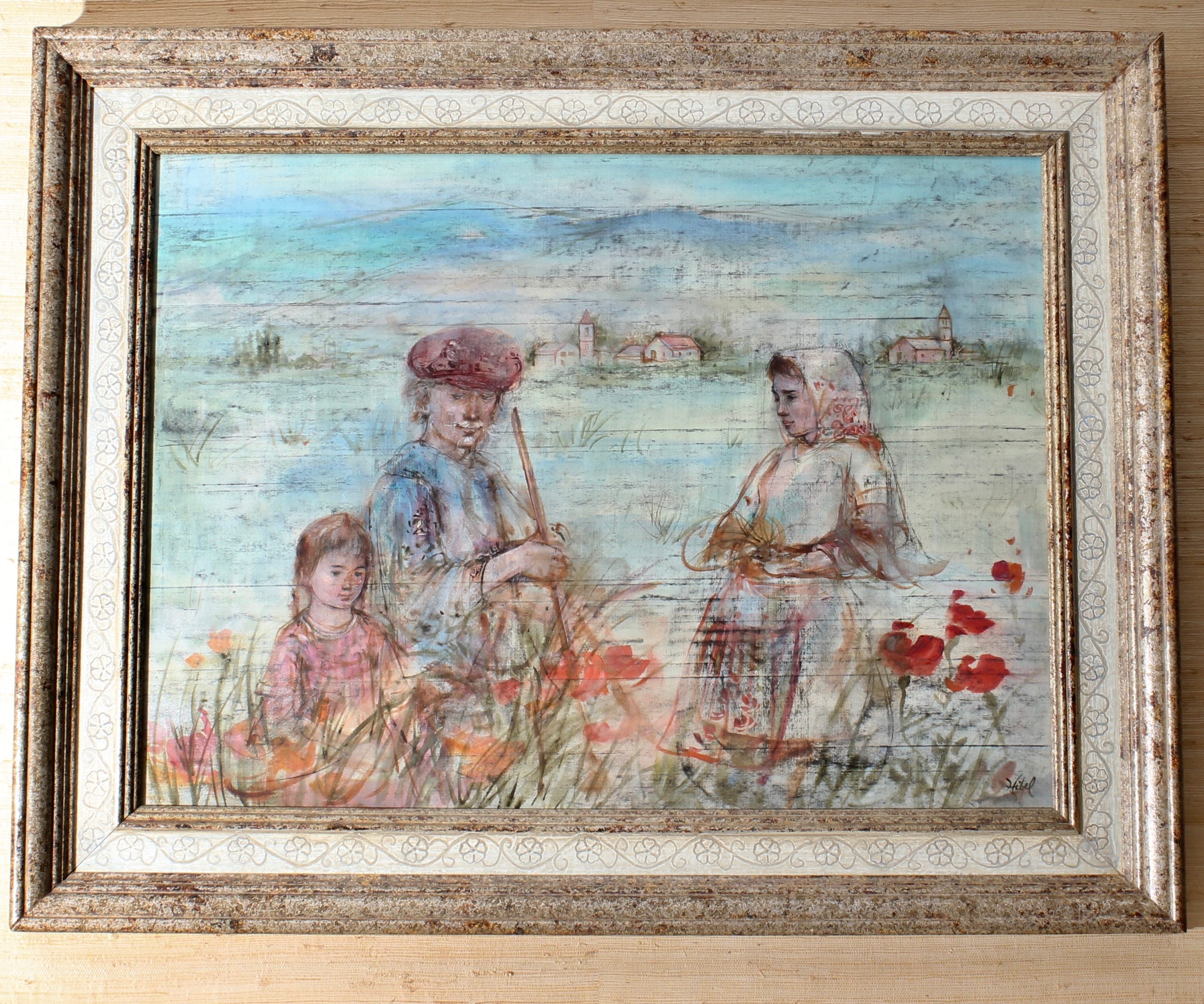 Original Signed Edna Hibel Oil on Silk