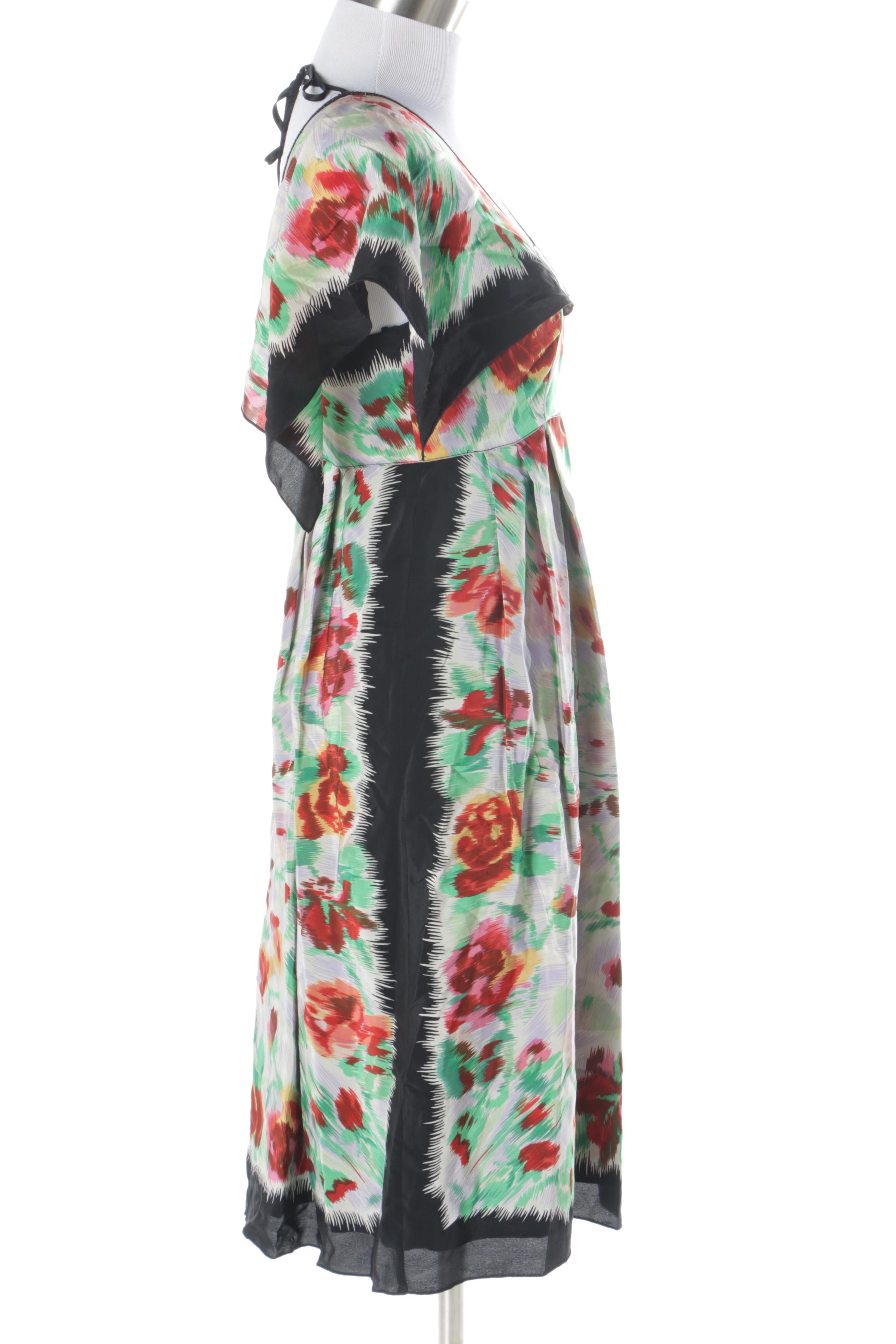 Anna Sui Floral Silk Dress
