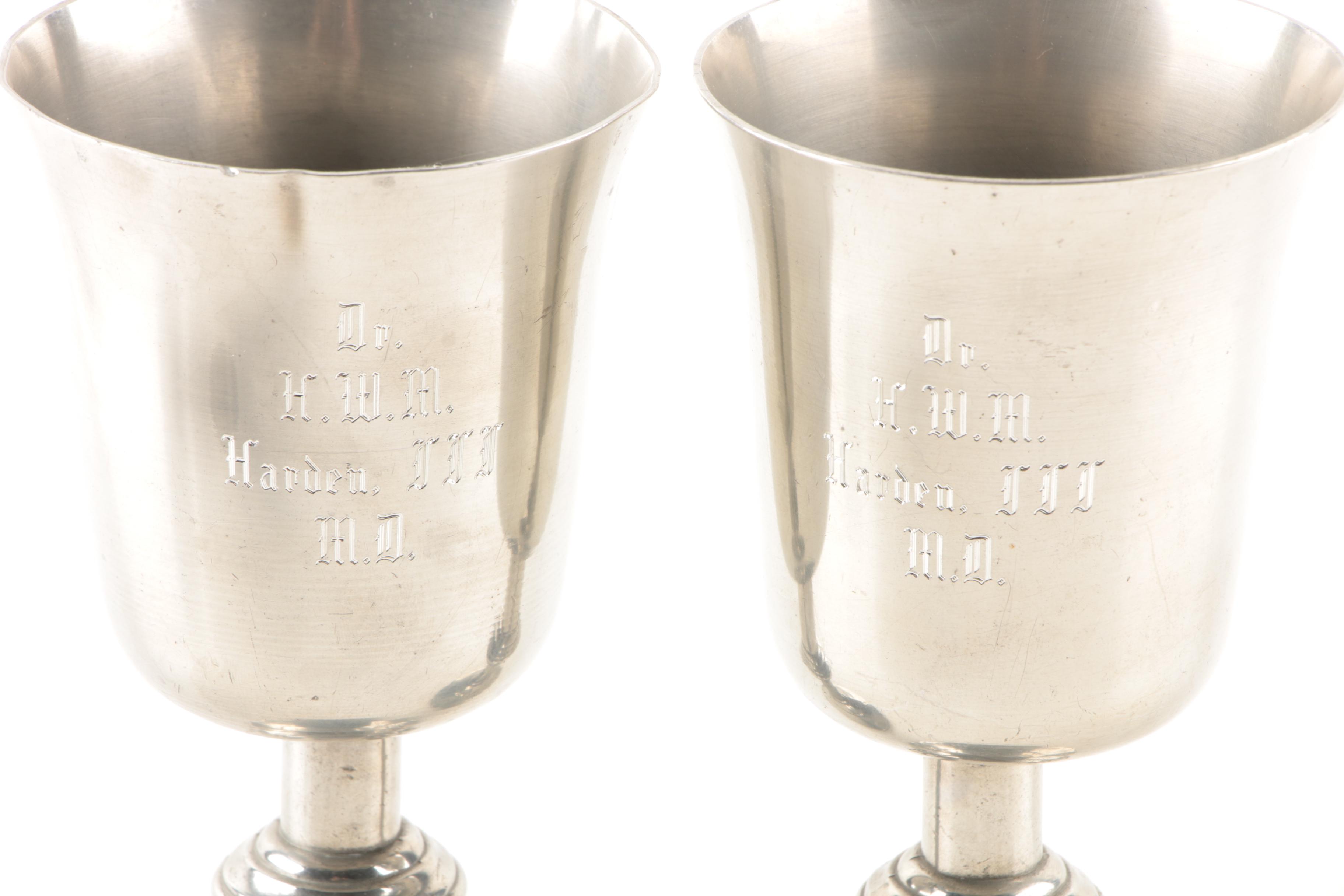 International Pewter Goblets, and Assorted Mugs, and Napkin Rings