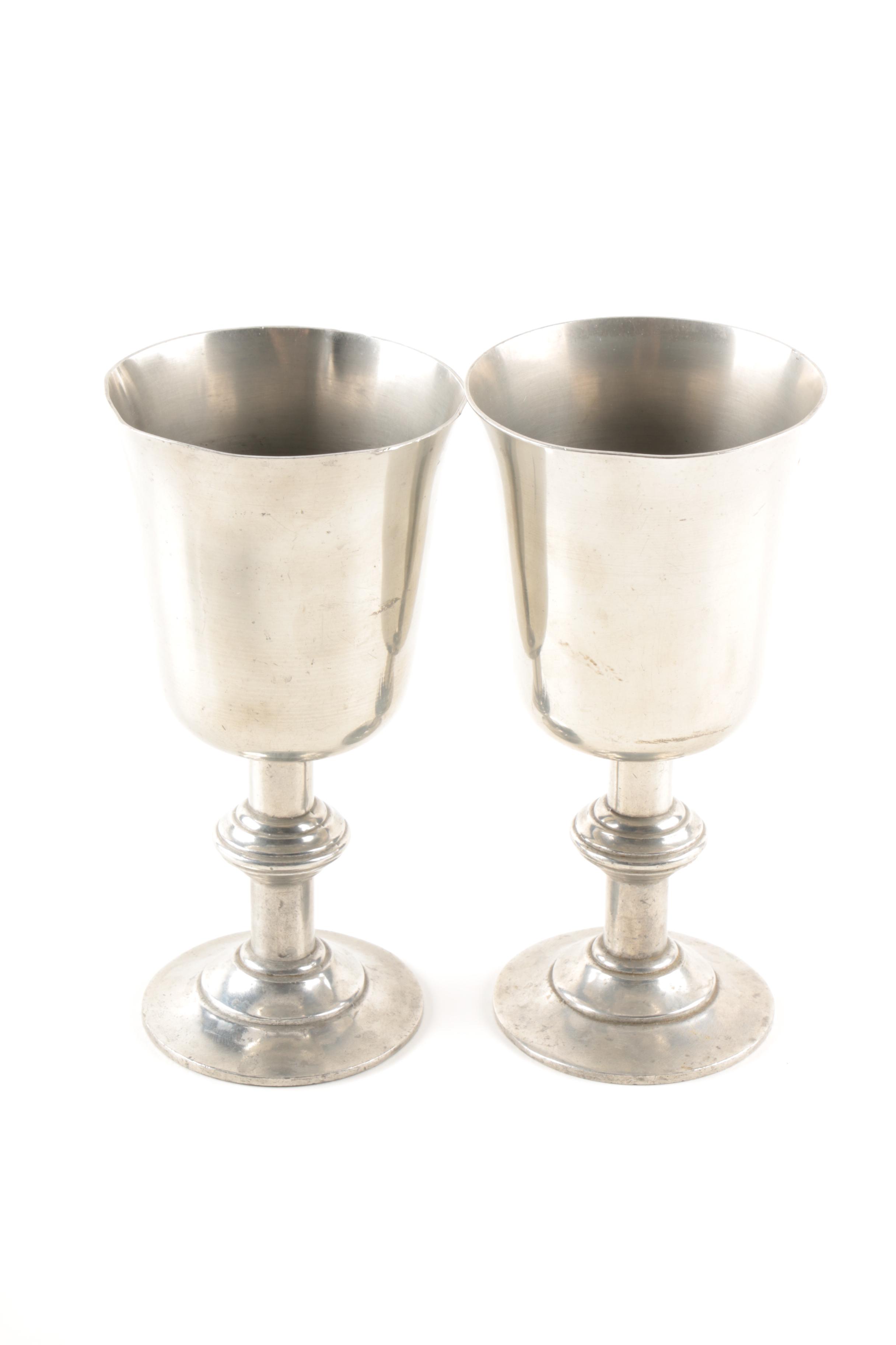 International Pewter Goblets, and Assorted Mugs, and Napkin Rings