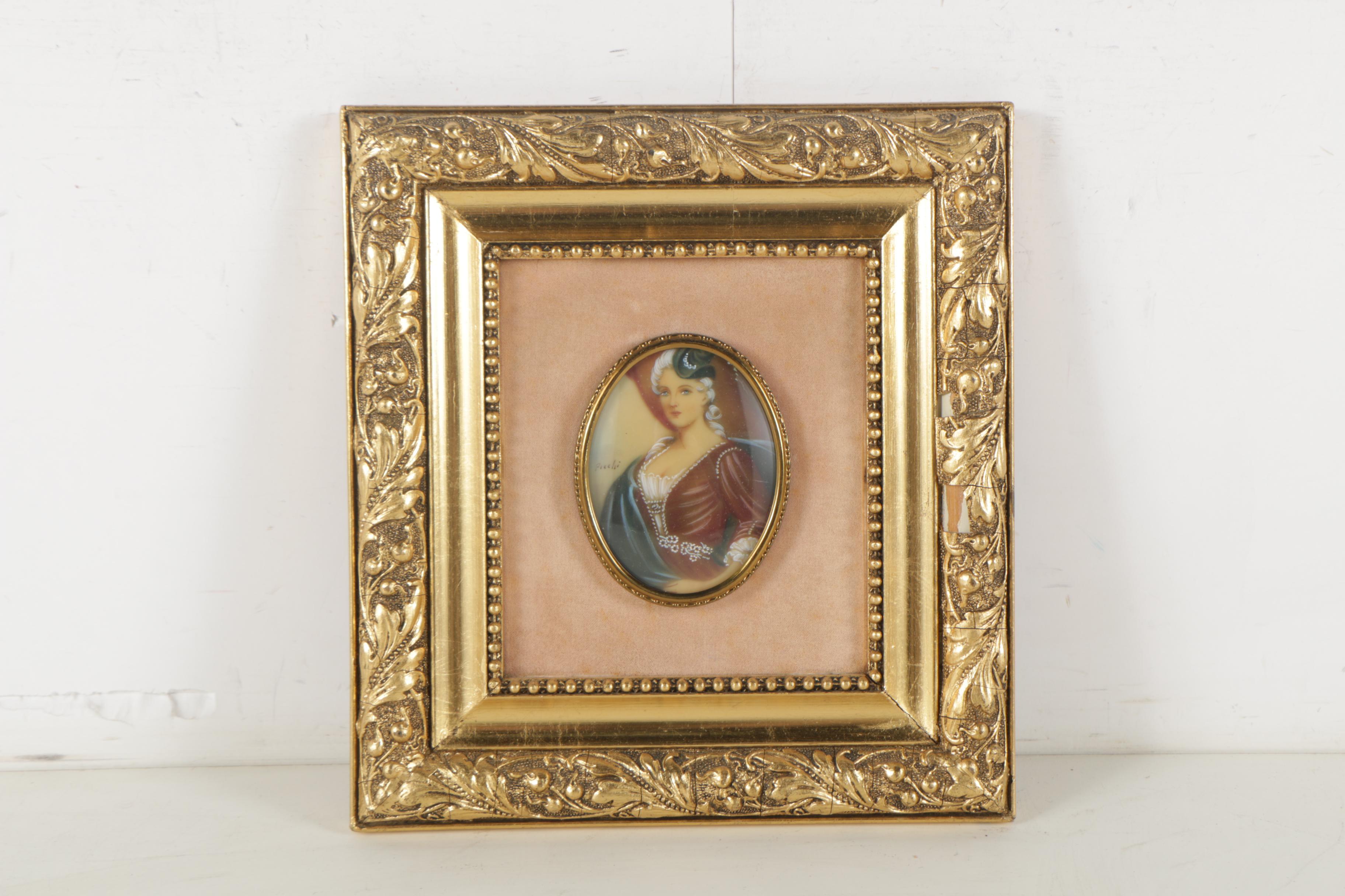 Ghicdo and Picchi Gouache Paintings on Plastic of Portraits