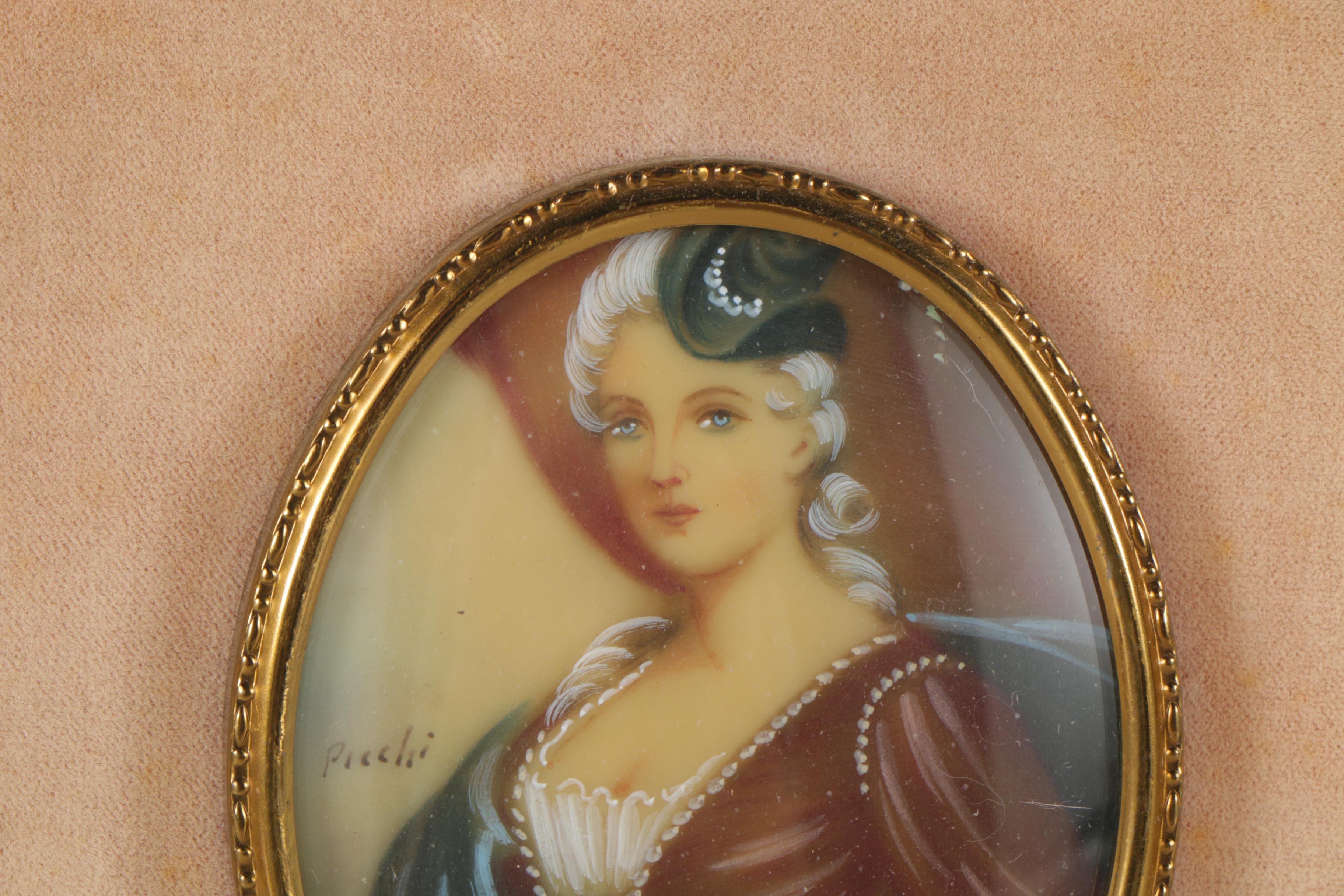 Ghicdo and Picchi Gouache Paintings on Plastic of Portraits