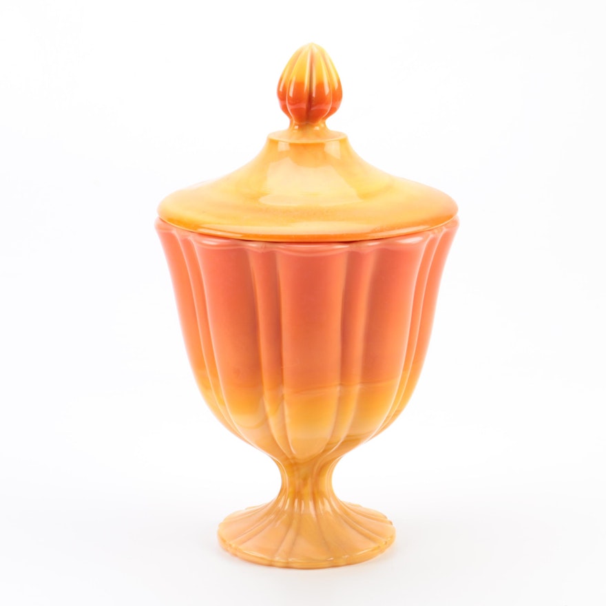 Vintage LE Smith "Bittersweet Orange" Glass Compote