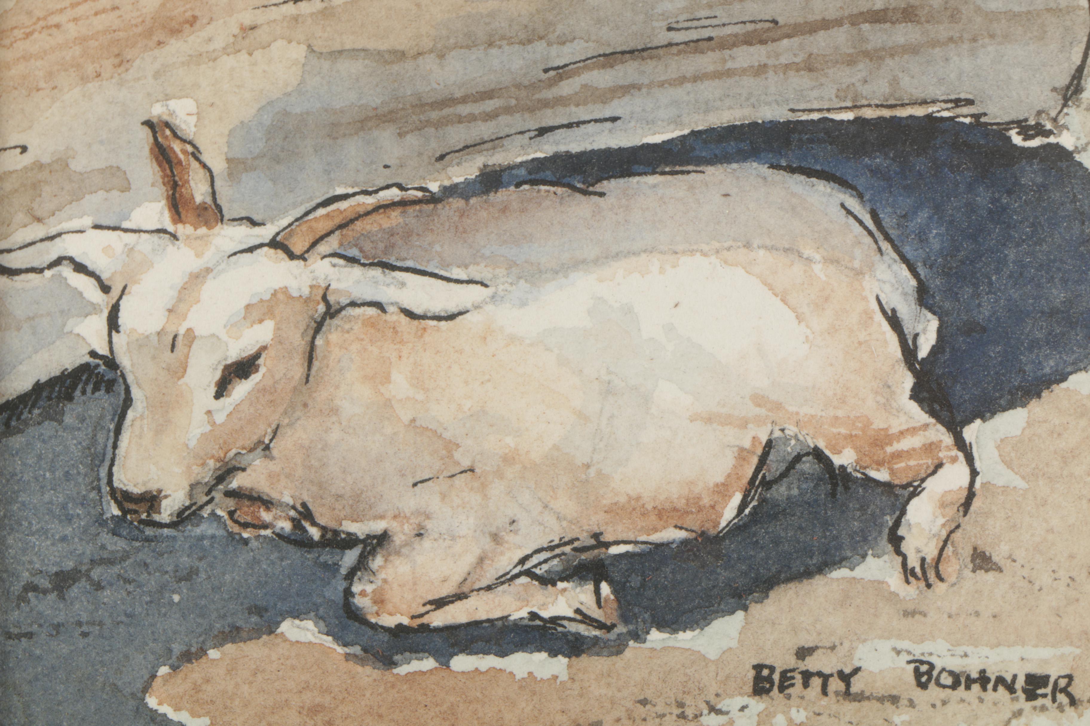 Betty Bohner and Lucille Lundquist Ink and Watercolor Paintings