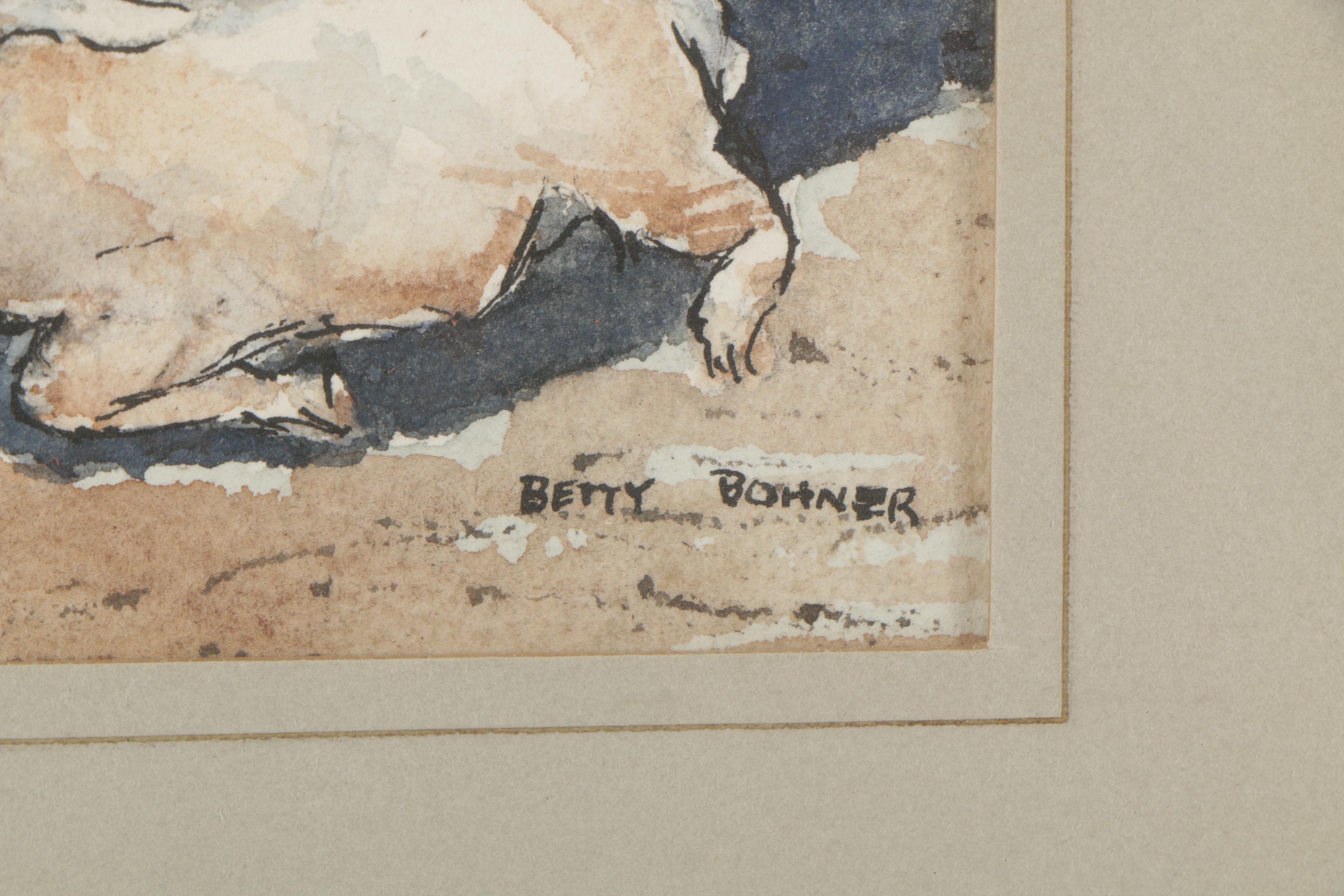 Betty Bohner and Lucille Lundquist Ink and Watercolor Paintings