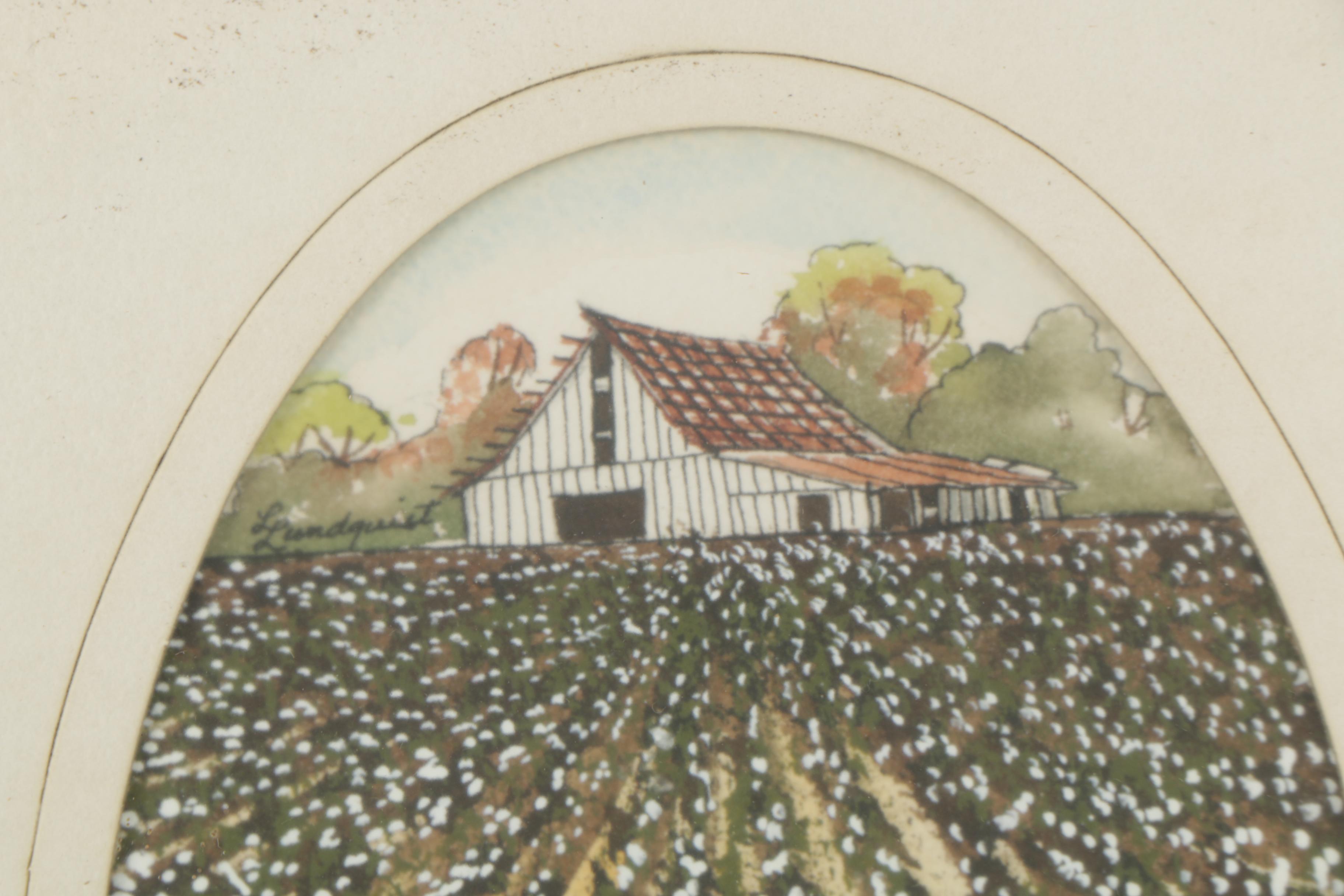 Betty Bohner and Lucille Lundquist Ink and Watercolor Paintings