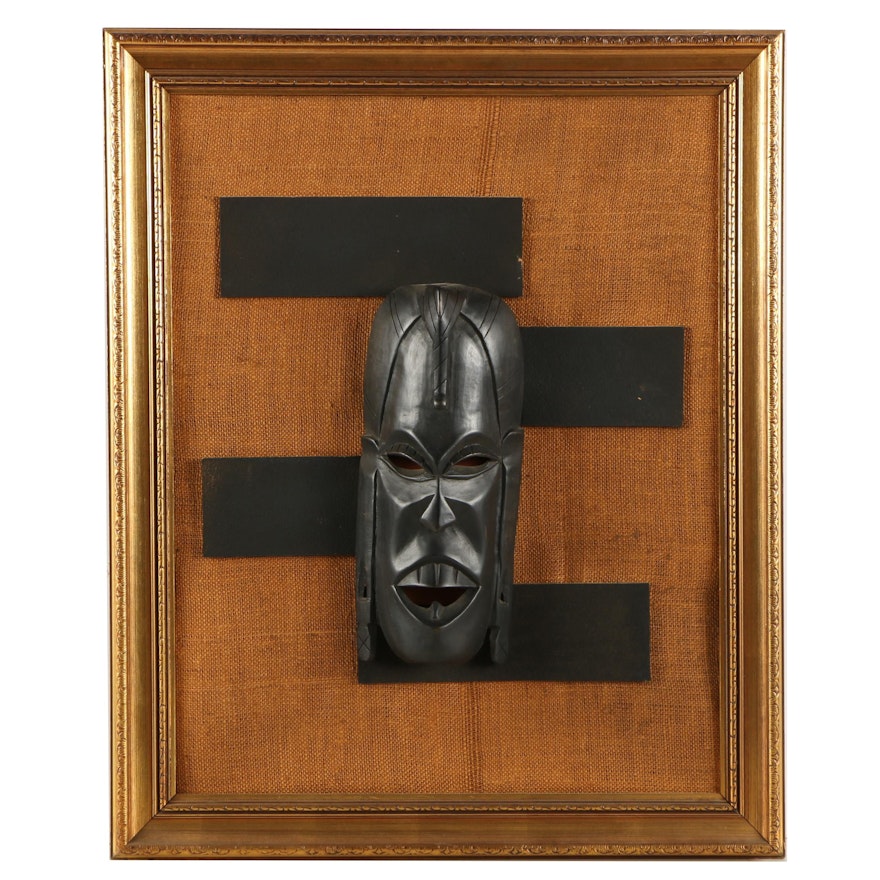 West African Style Carved Wood Mask Wall Hanging