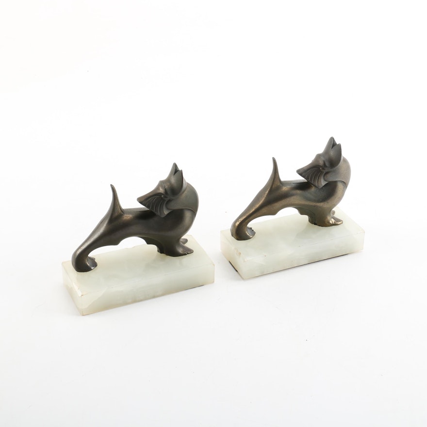 Pair of Brass and Calcite Scottish Terrier Bookends