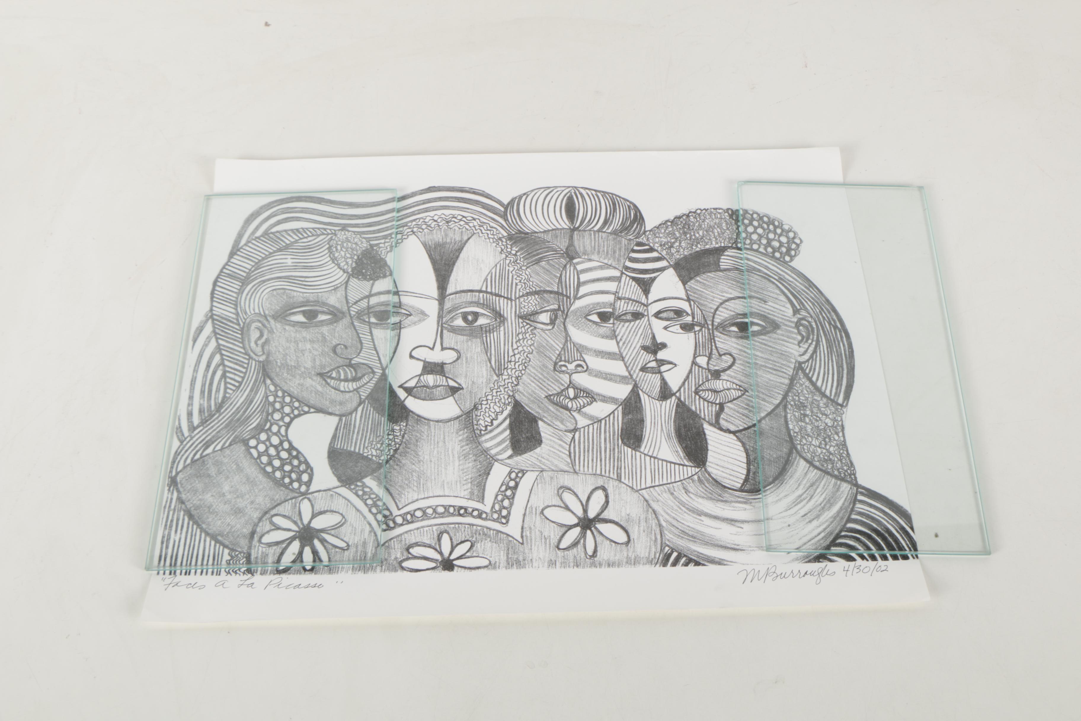 Margaret Burroughs Prints "Faces a la Picasso" and "Mother Africa"