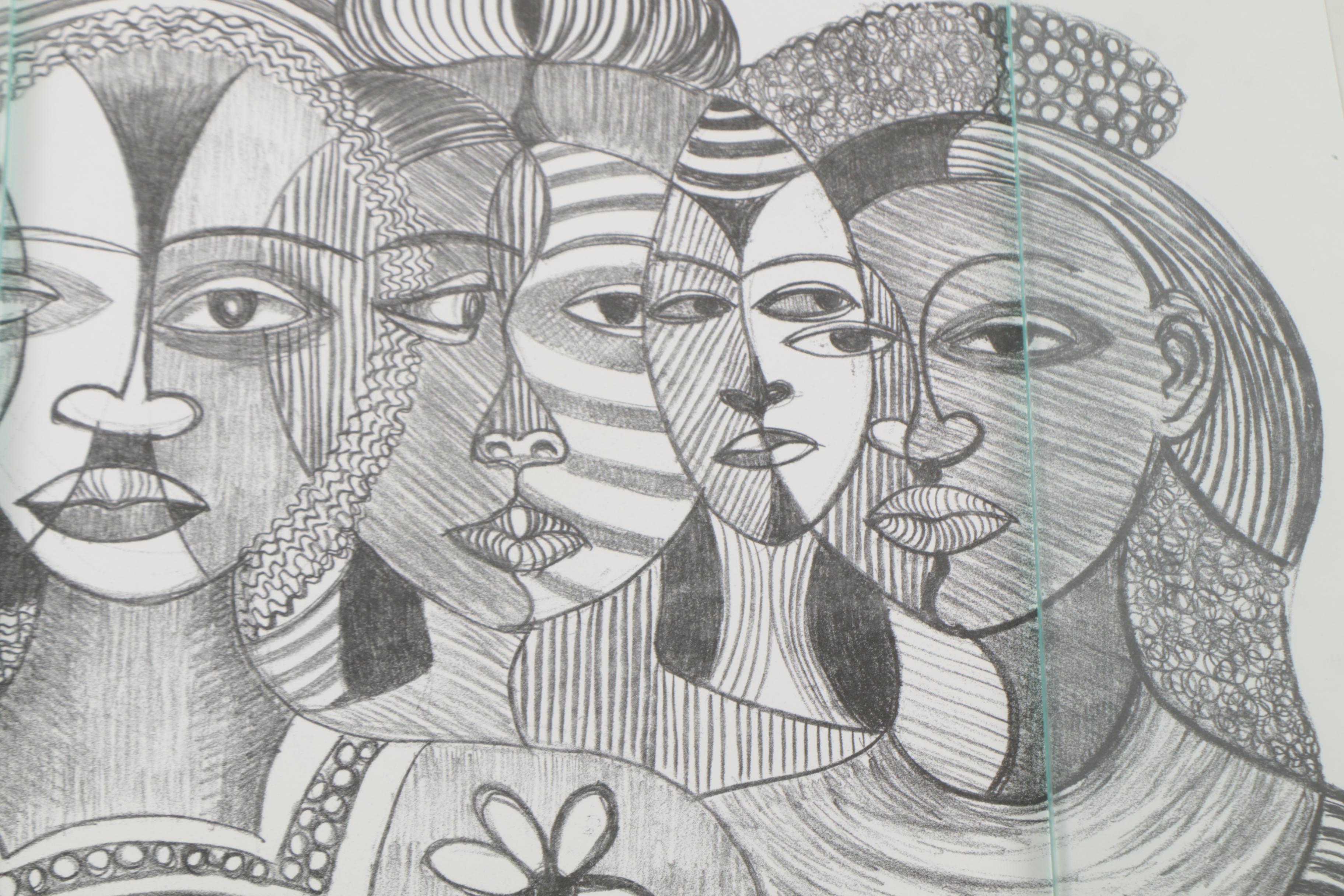 Margaret Burroughs Prints "Faces a la Picasso" and "Mother Africa"