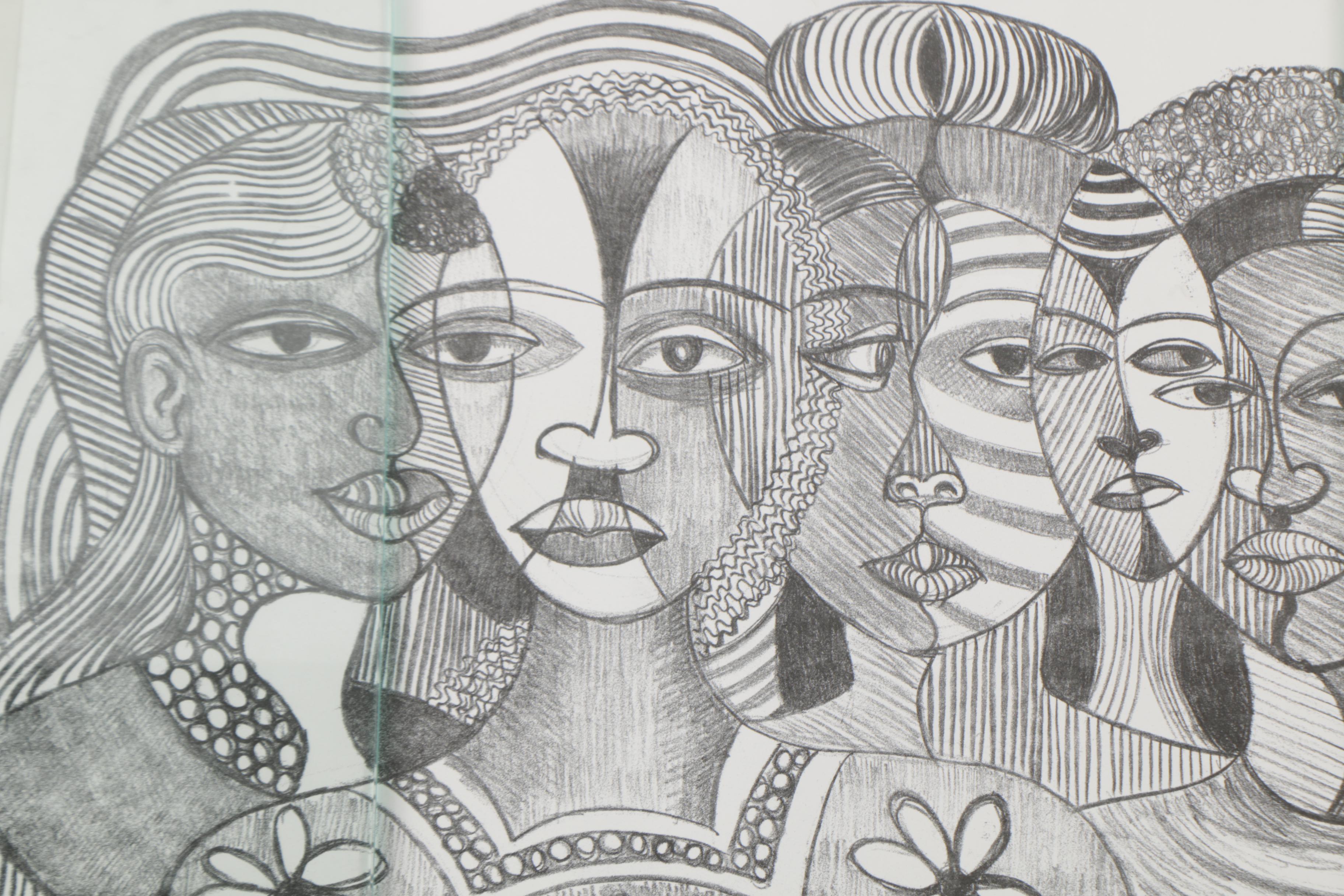 Margaret Burroughs Prints "Faces a la Picasso" and "Mother Africa"