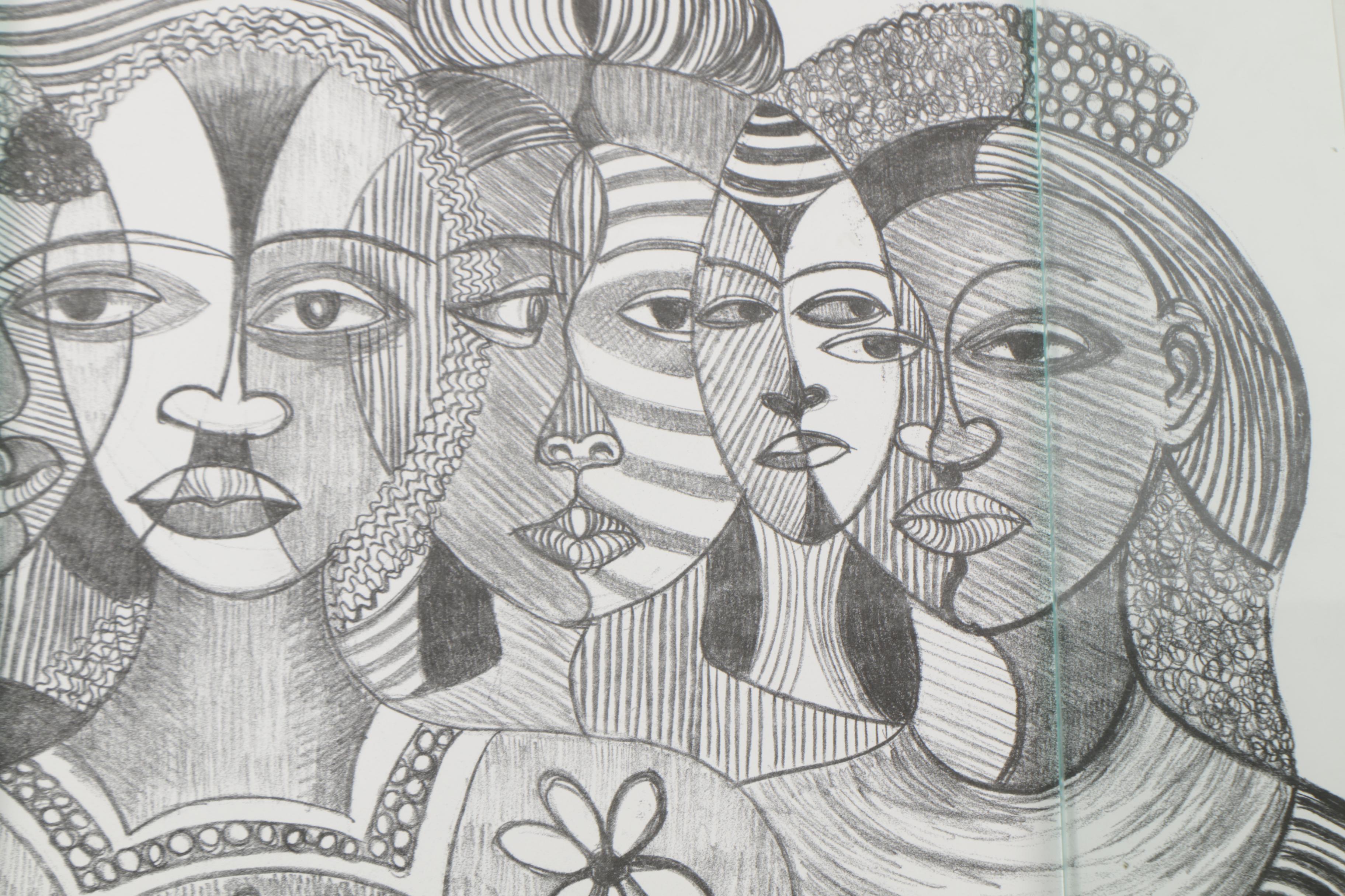 Margaret Burroughs Prints "Faces a la Picasso" and "Mother Africa"