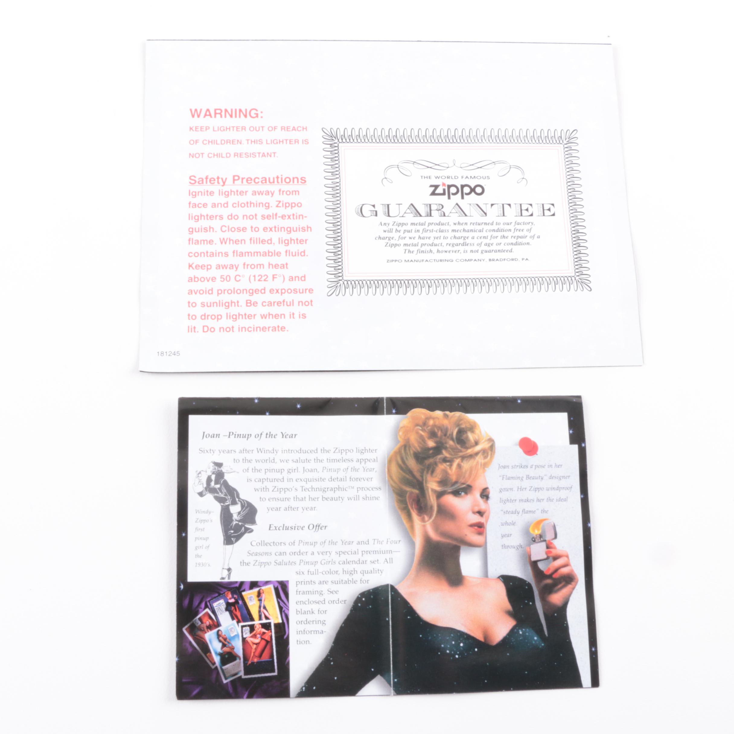 1996 Zippo Limited Edition Pinup Girl Lighters