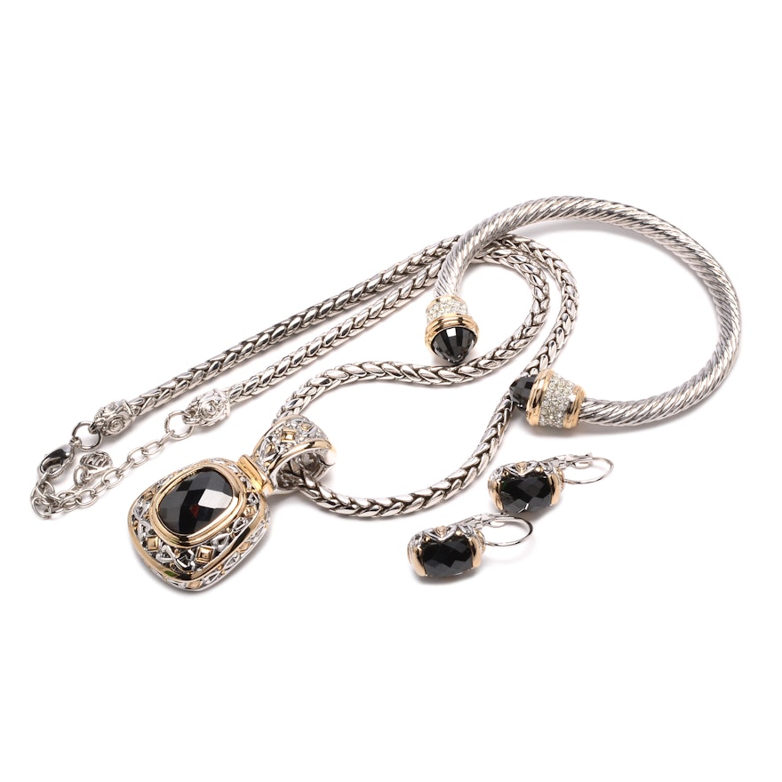 John Medeiros Jewelry With Black Faceted Cubic Zirconia
