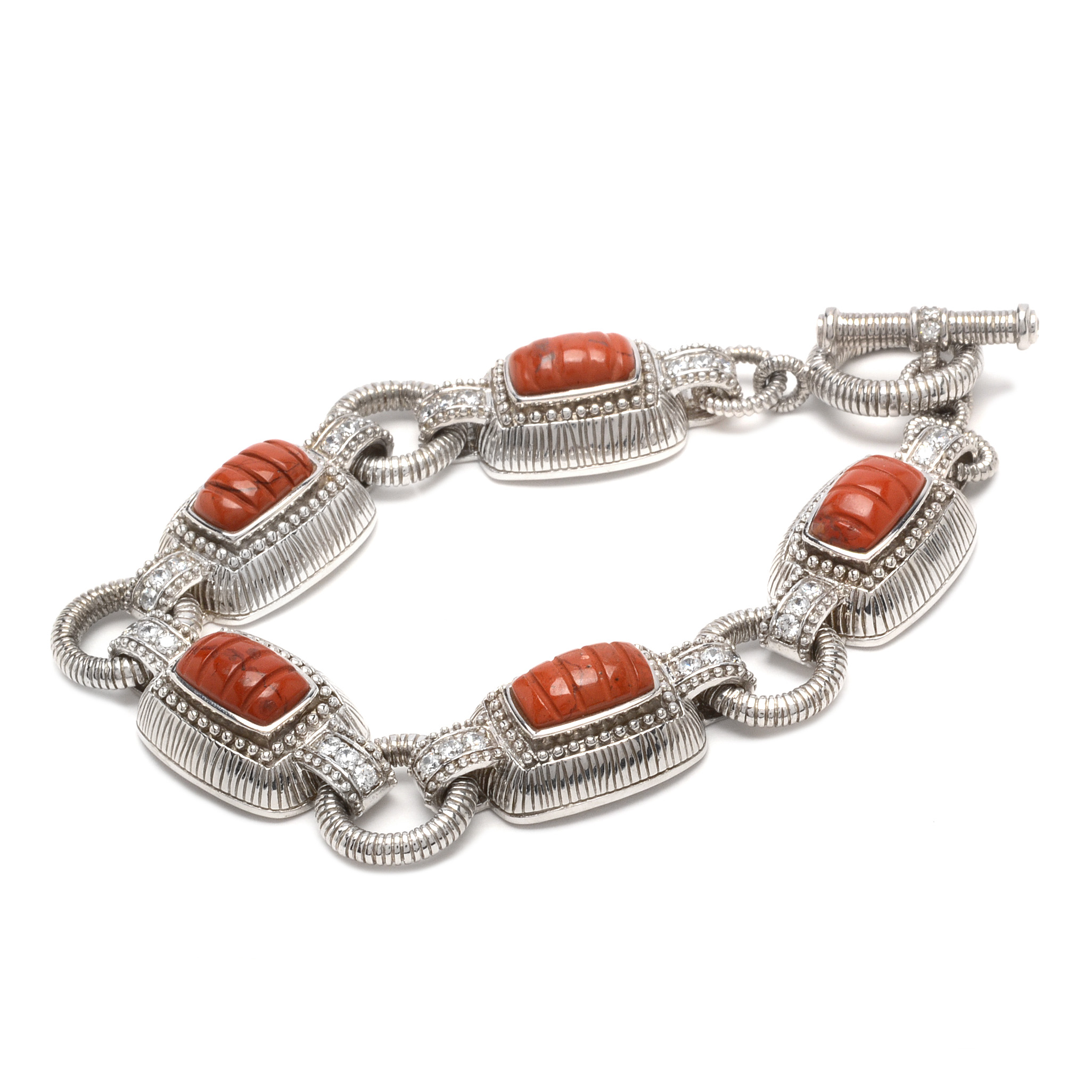 Judith Ripka Sterling Silver Red Jasper Bracelet