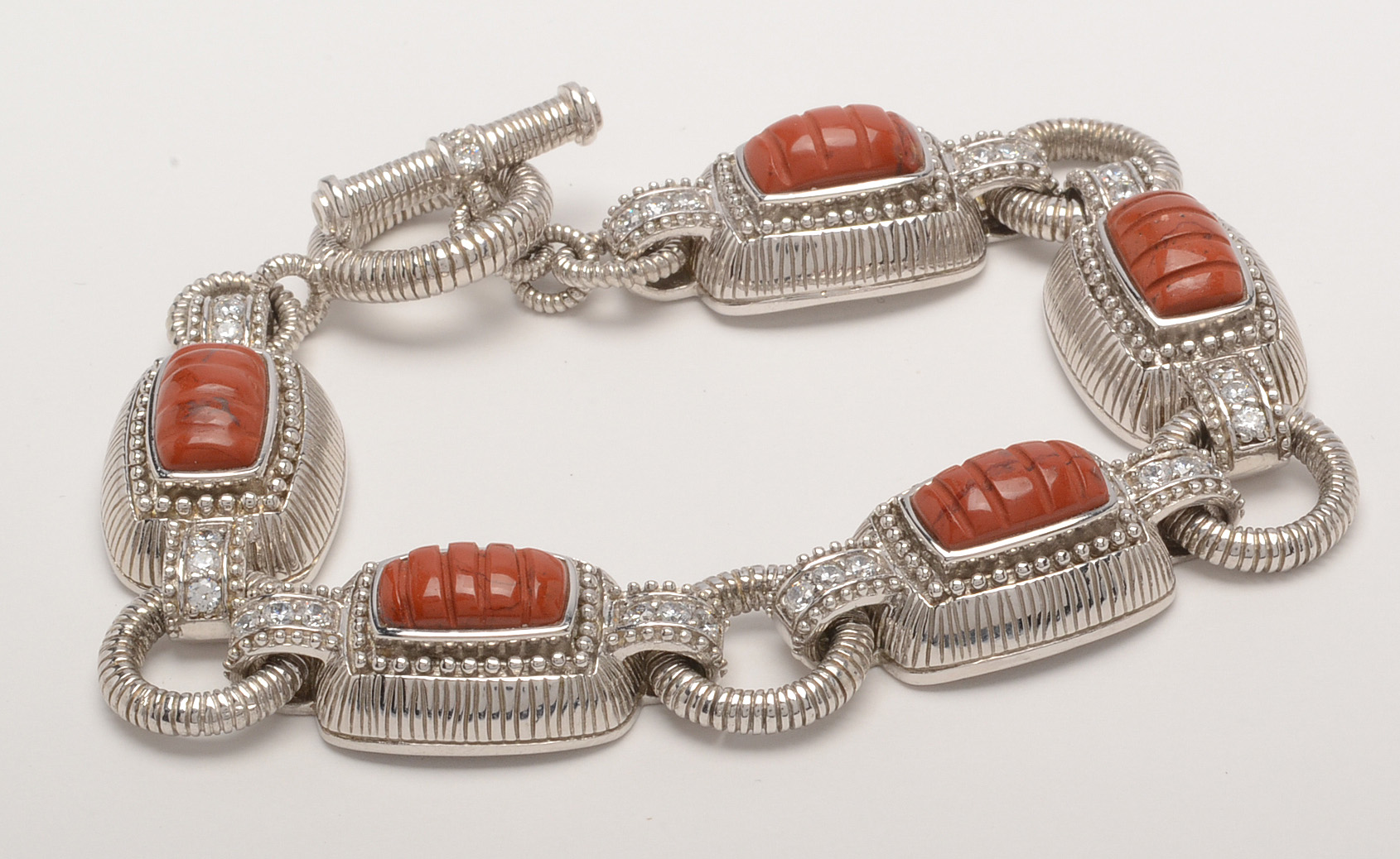 Judith Ripka Sterling Silver Red Jasper Bracelet