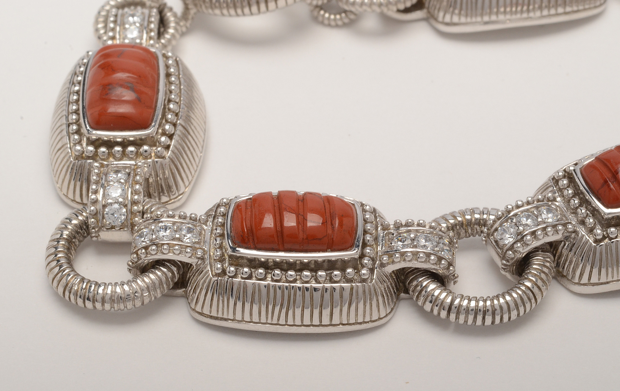 Judith Ripka Sterling Silver Red Jasper Bracelet