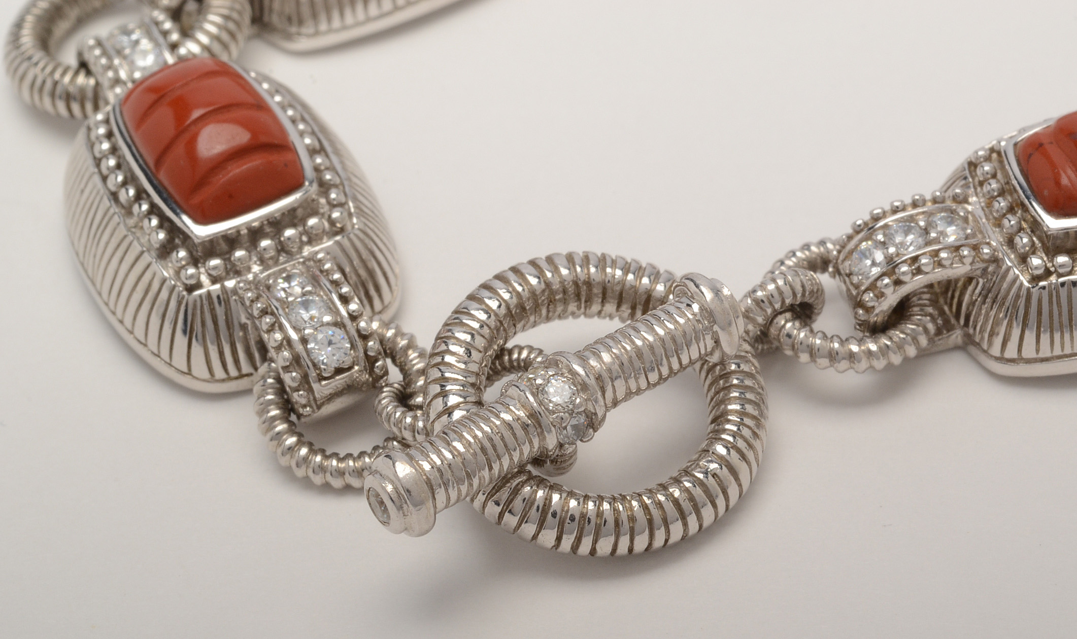 Judith Ripka Sterling Silver Red Jasper Bracelet