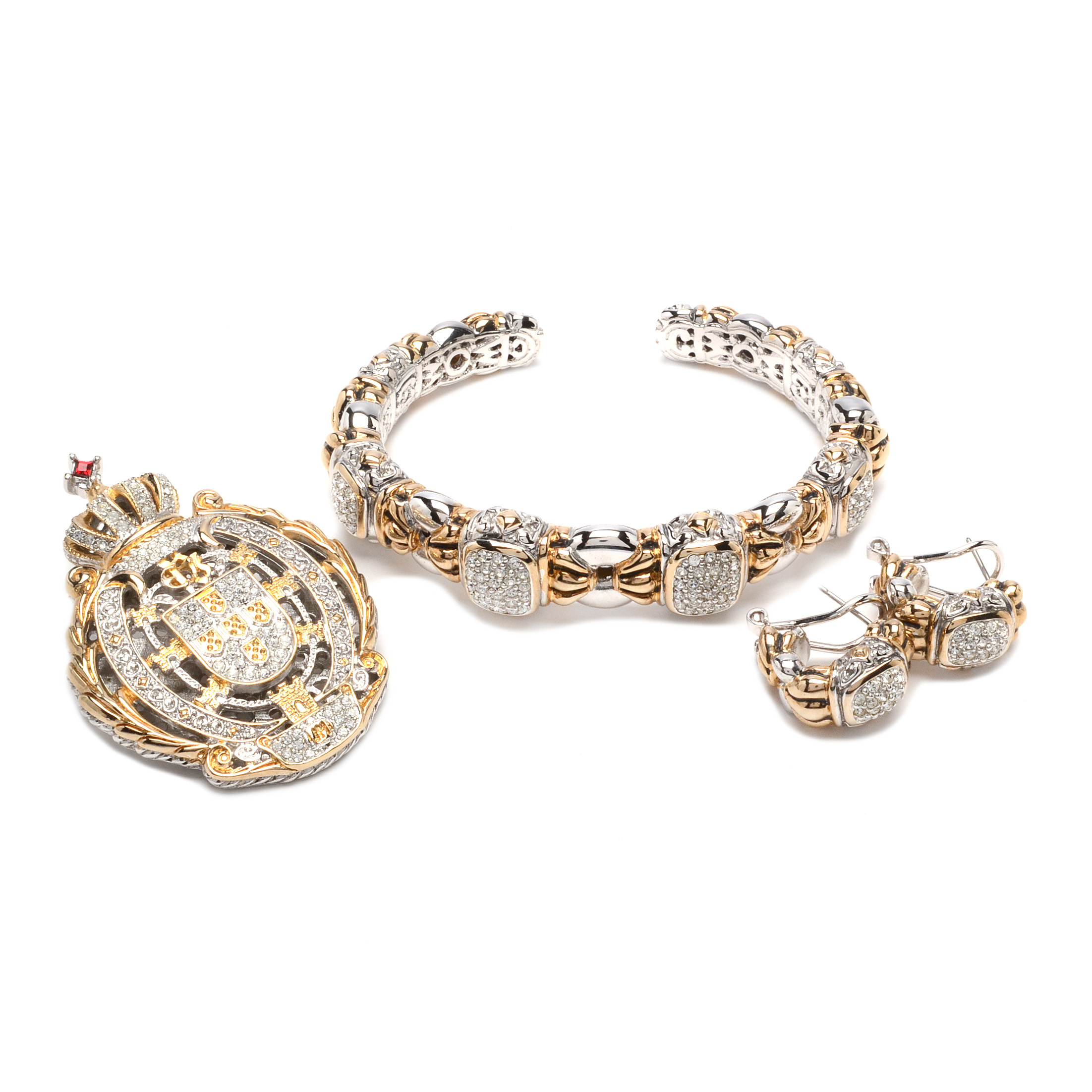 John Medeiros Brooch, Bracelet and Earrings