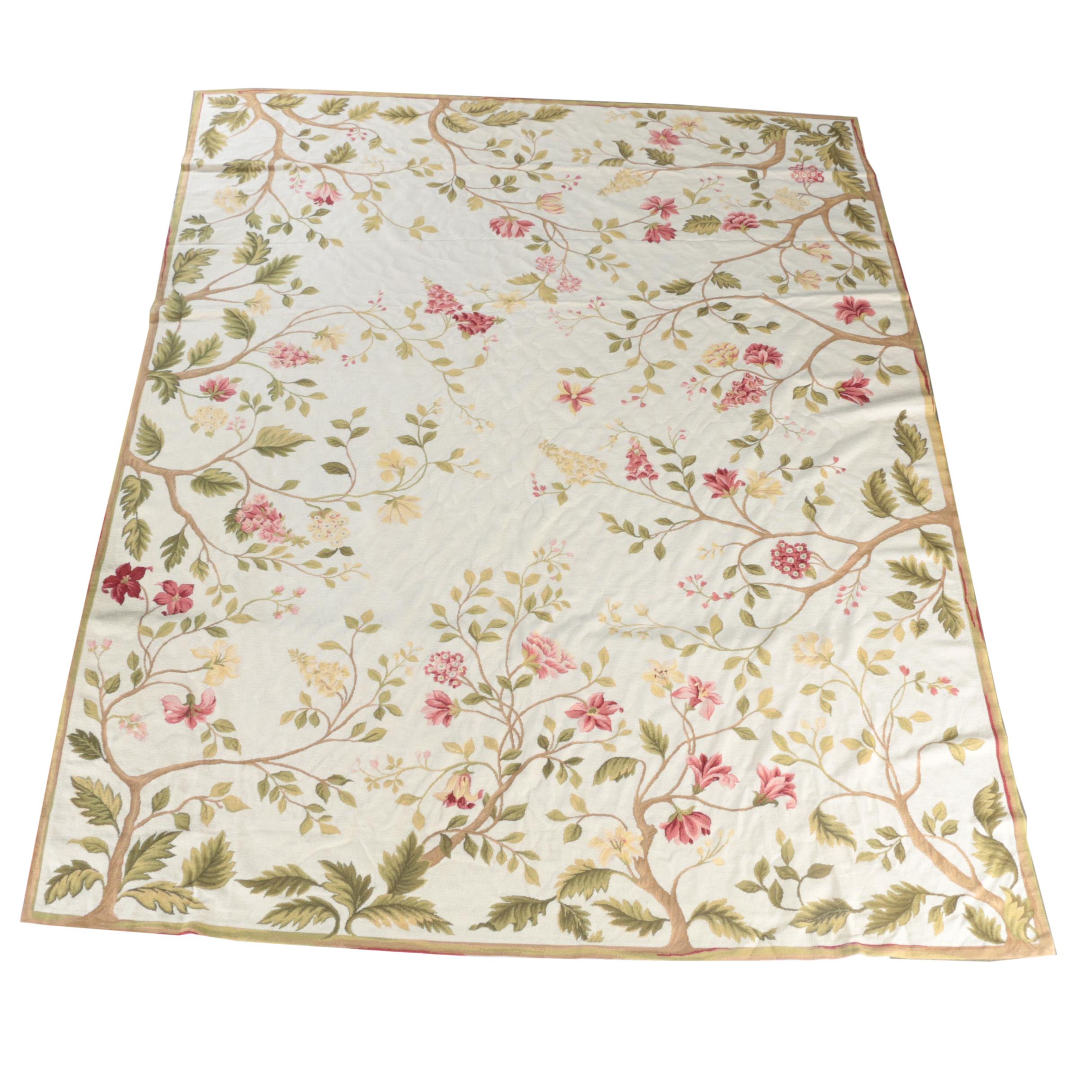 Needlepoint Floral Wool Room Size Rug