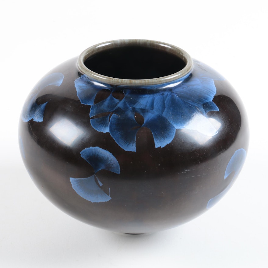Tim Marcotte Signed Hand Thrown Crystalline Glaze Porcelain Vase