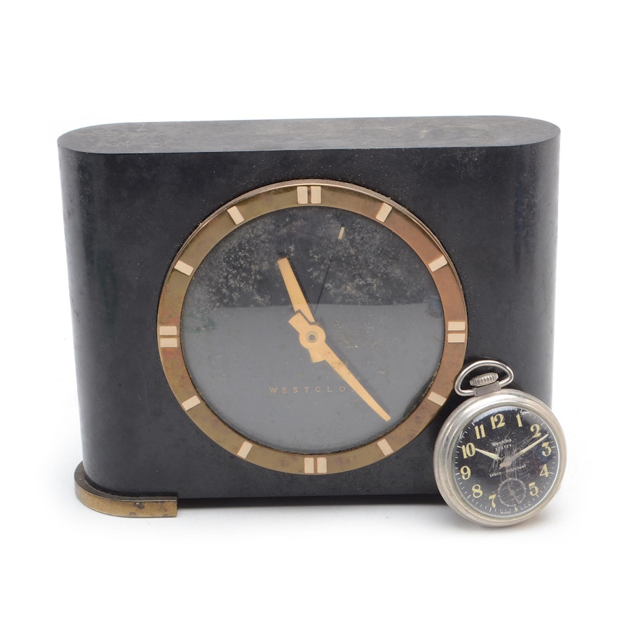 Vintage Westclox "Ben Franklin" Electric Clock and Pocket Watch