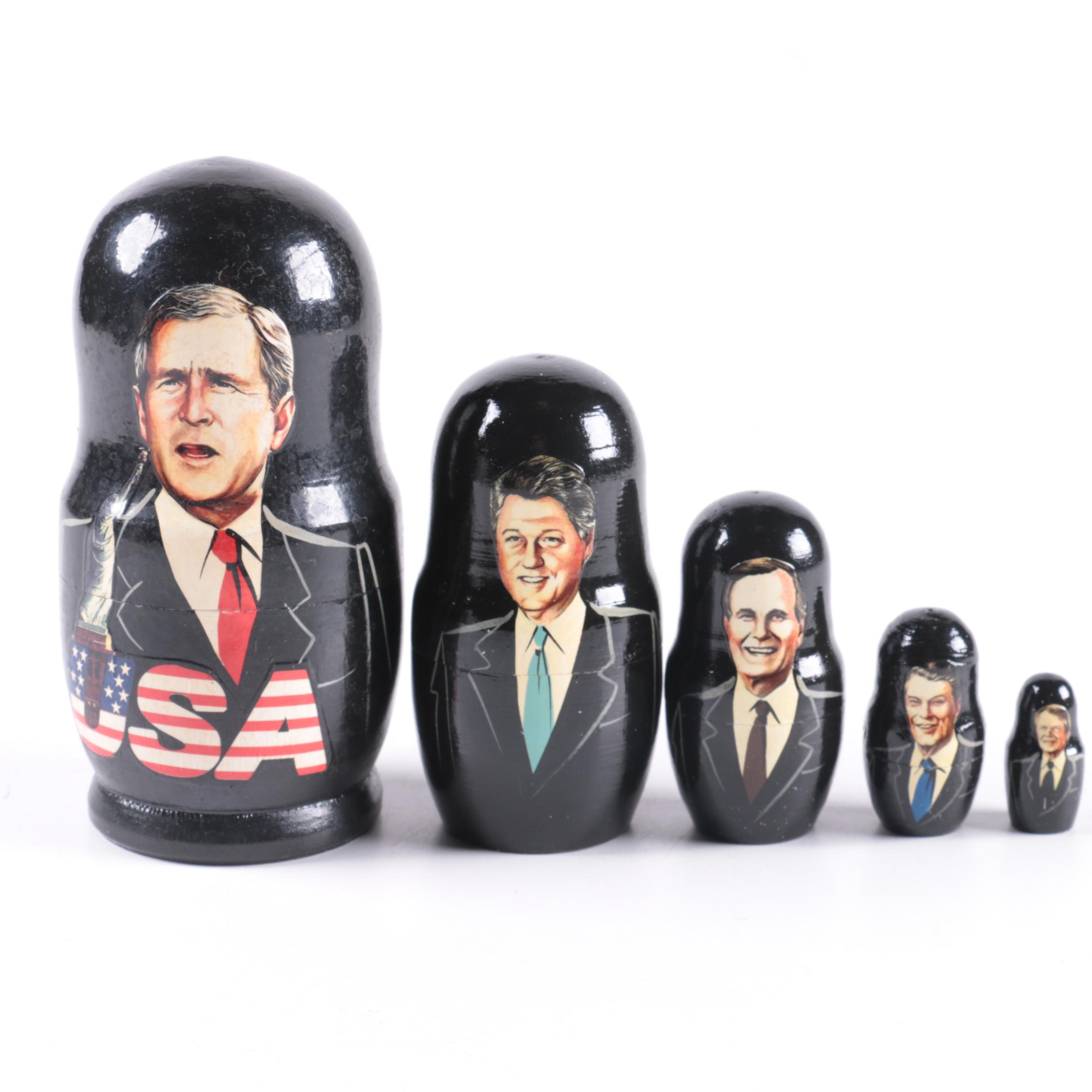 Russian Matryoshka Nesting Dolls Featuring Presidents of The United States