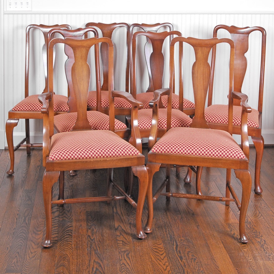 Eight Queen Anne Style Dining Chairs