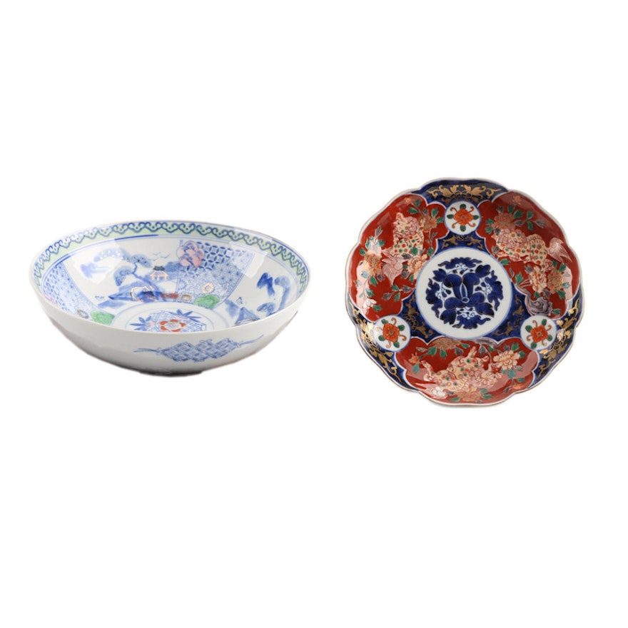 Japanese Hand Painted Porcelain Tableware Including Imari