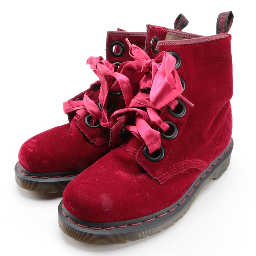 Women's Dr. Martens Red Velvet Boots